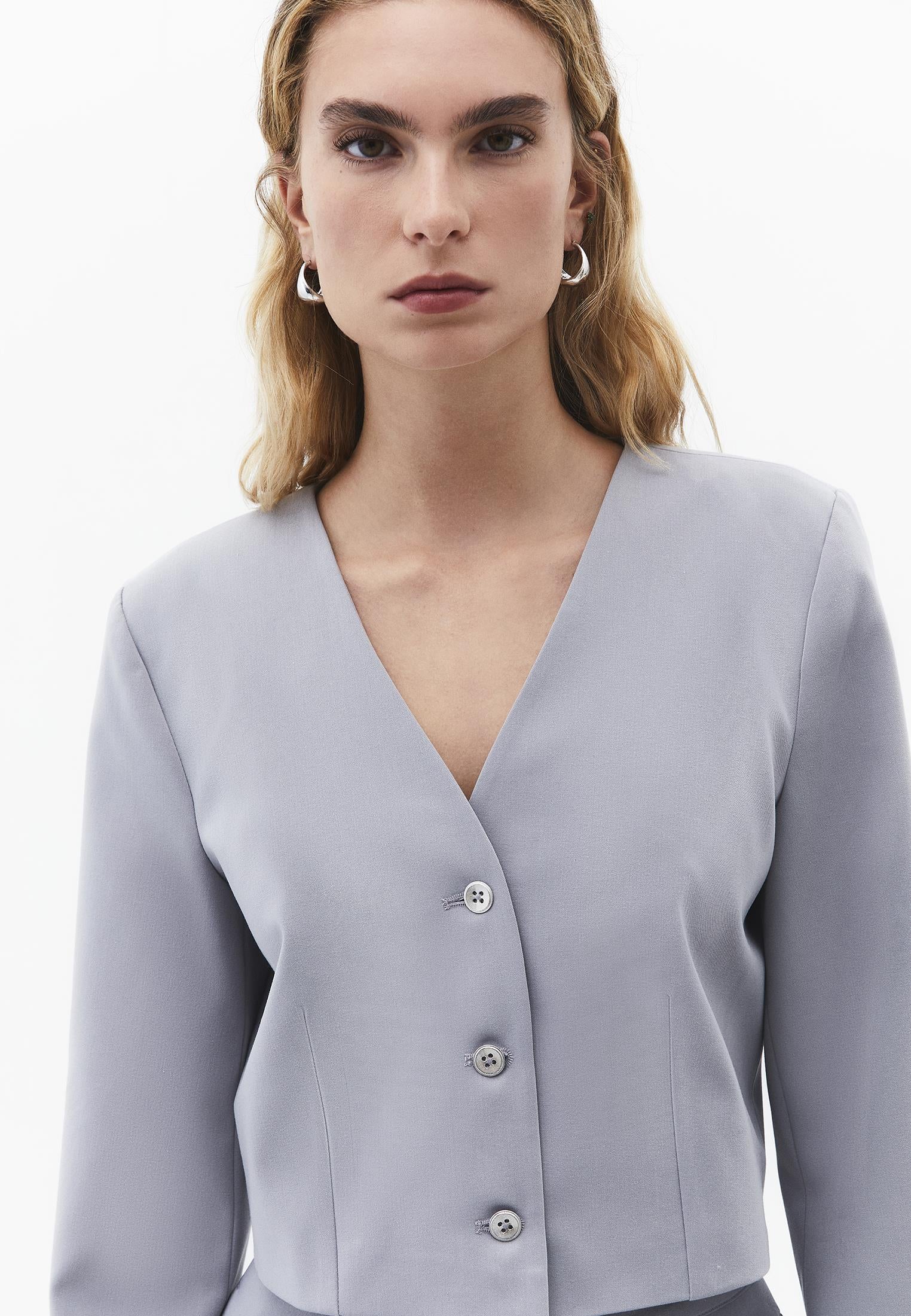 Short Blazer With Button Details - ULTIMATE GRAY
