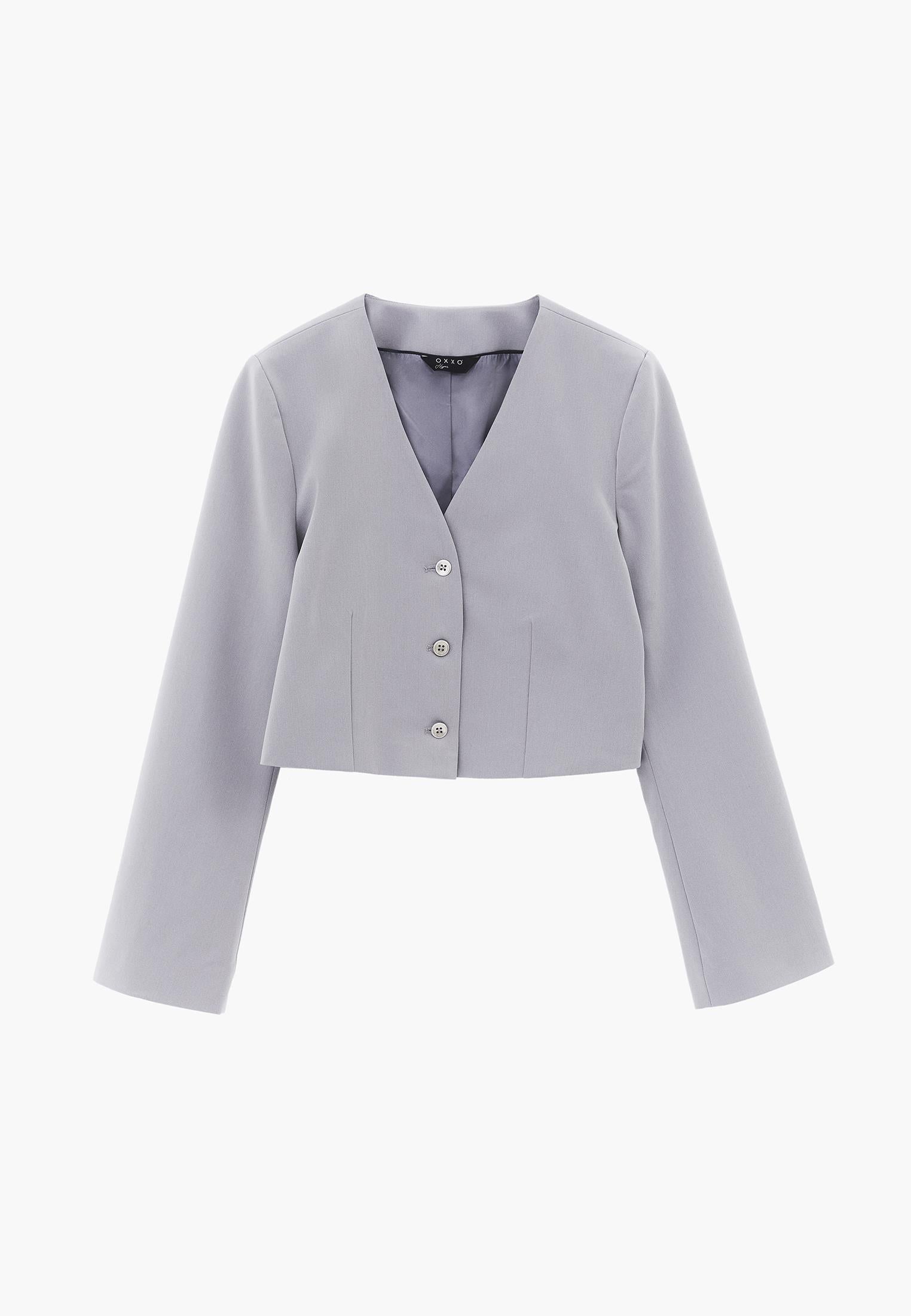 Short Blazer With Button Details - ULTIMATE GRAY