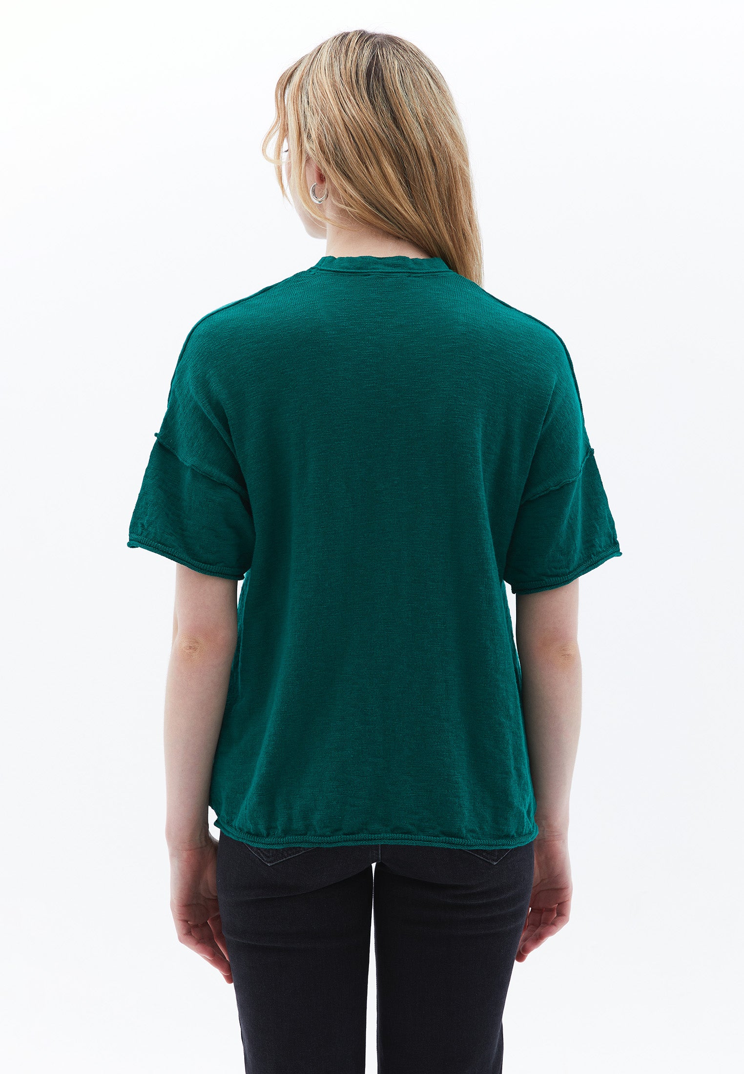 V Neck Short Sleeve T-Shirt Women Topwear - ULTRAMARINE GREEN
