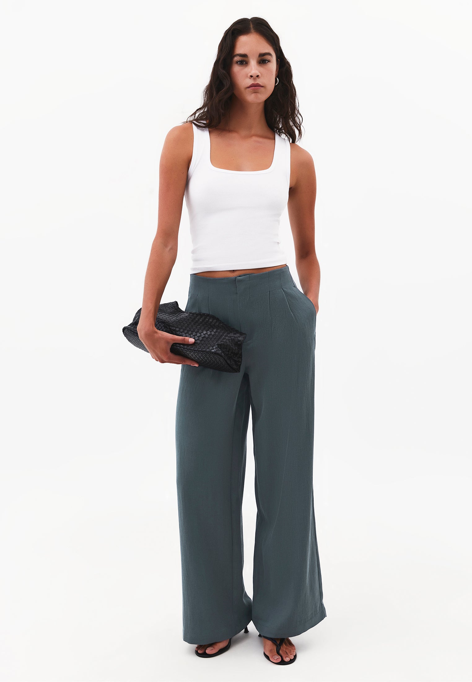 Pleated Ultra High Waist Wide Leg Pants - URBAN CHIC