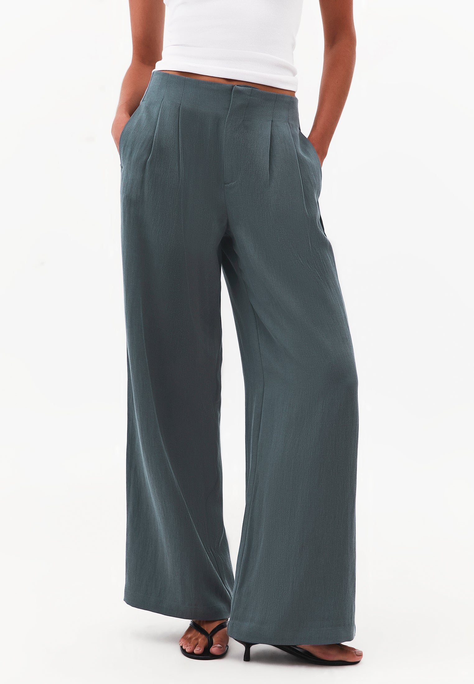 Pleated Ultra High Waist Wide Leg Pants - URBAN CHIC