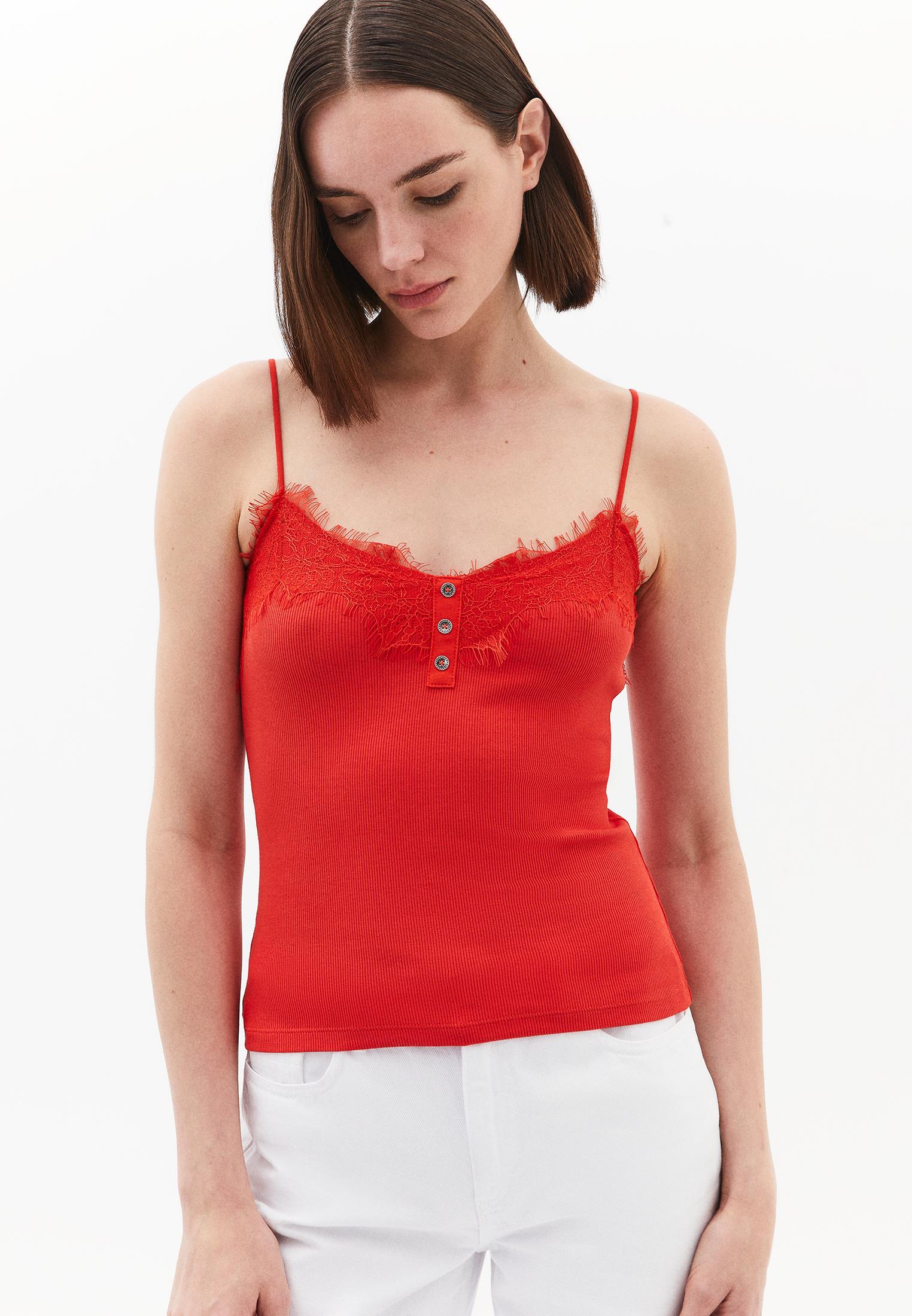 V Neck Strap Tank Top - VALIANT POPPY