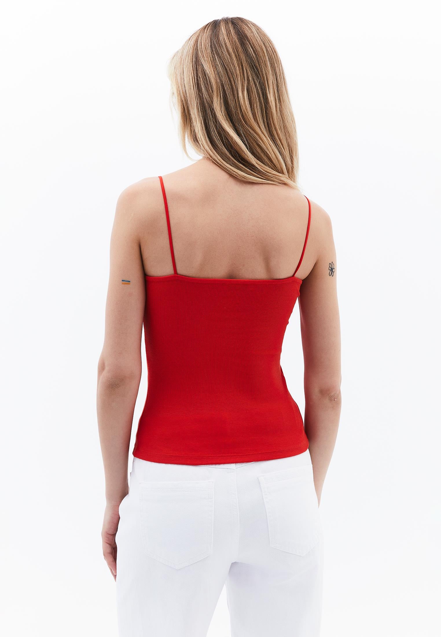 Square Neck Strap Tank Top - VALIANT POPPY