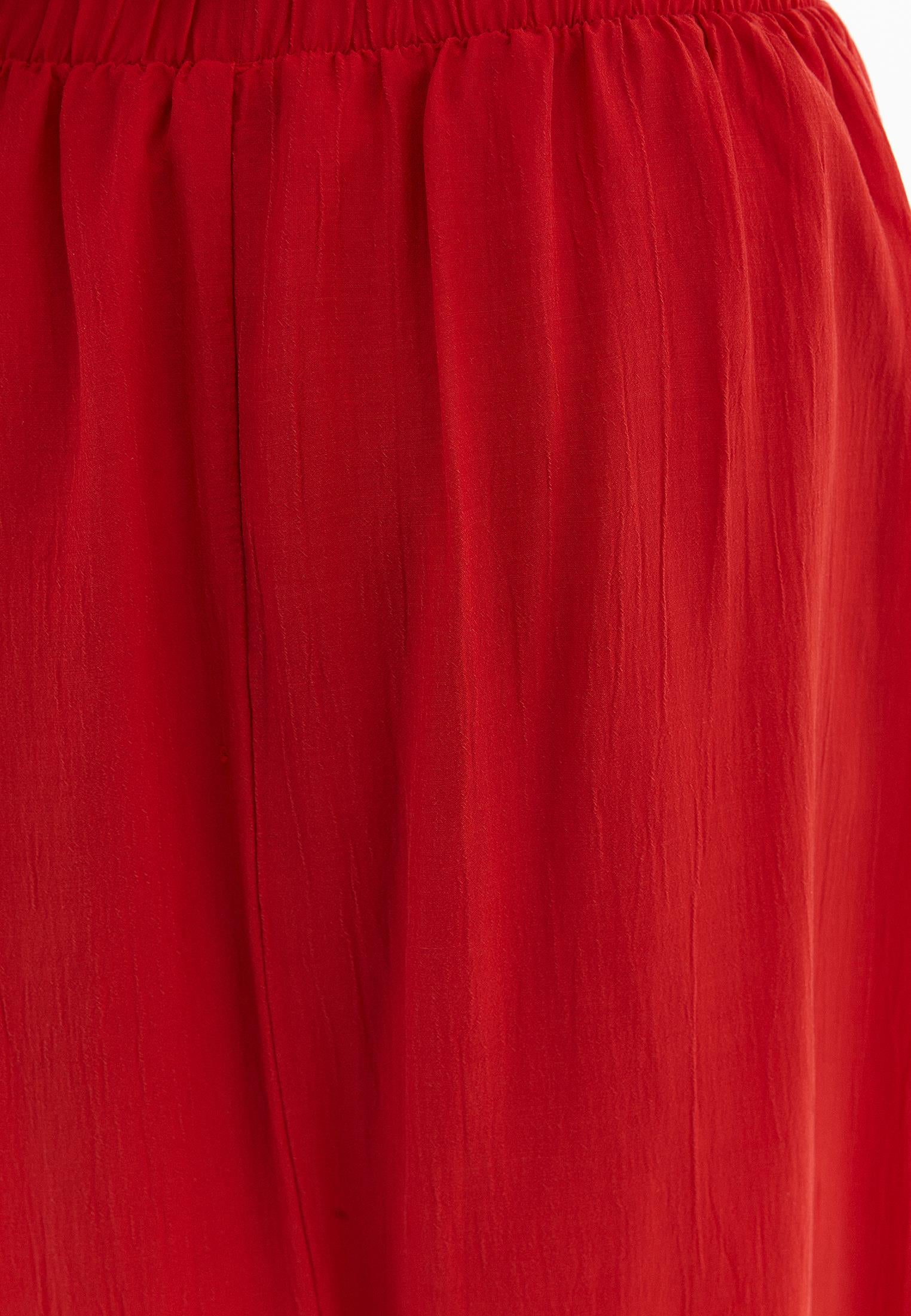 Long A-Line Skirt With Ruffle Details - VALIANT POPPY