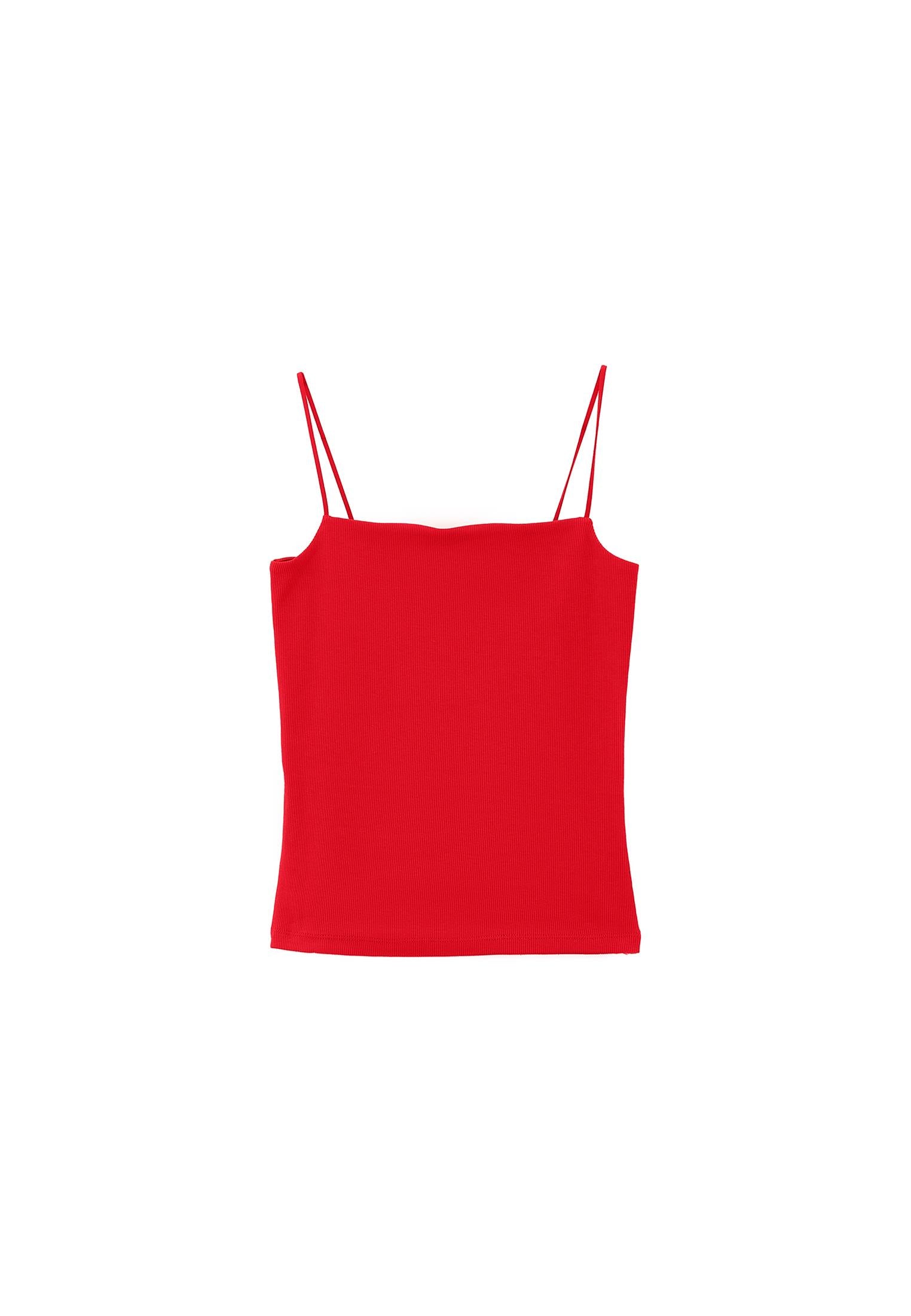 Square Neck Strap Tank Top - VALIANT POPPY