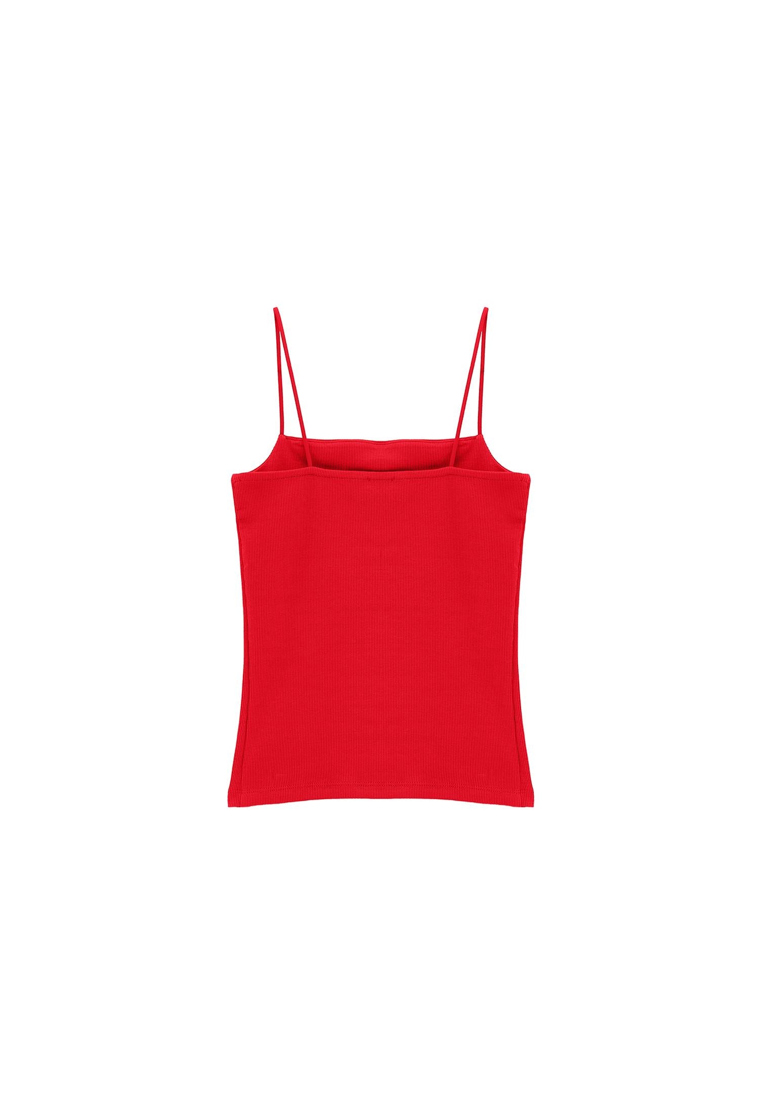 Square Neck Strap Tank Top - VALIANT POPPY