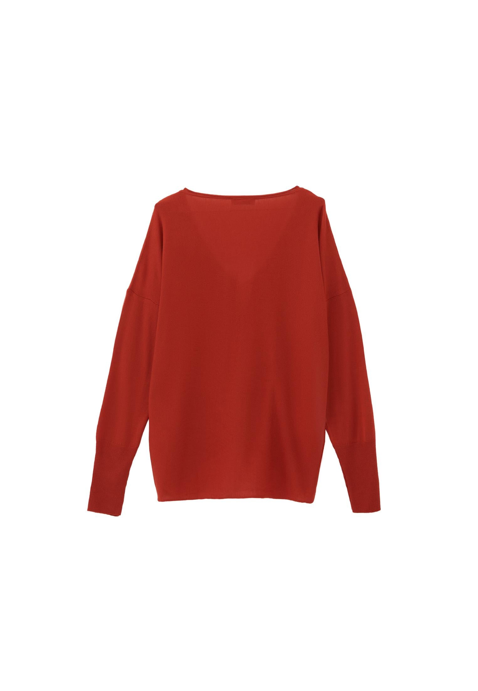 V Neck Long Sleeve Knitwear - VALIANT POPPY