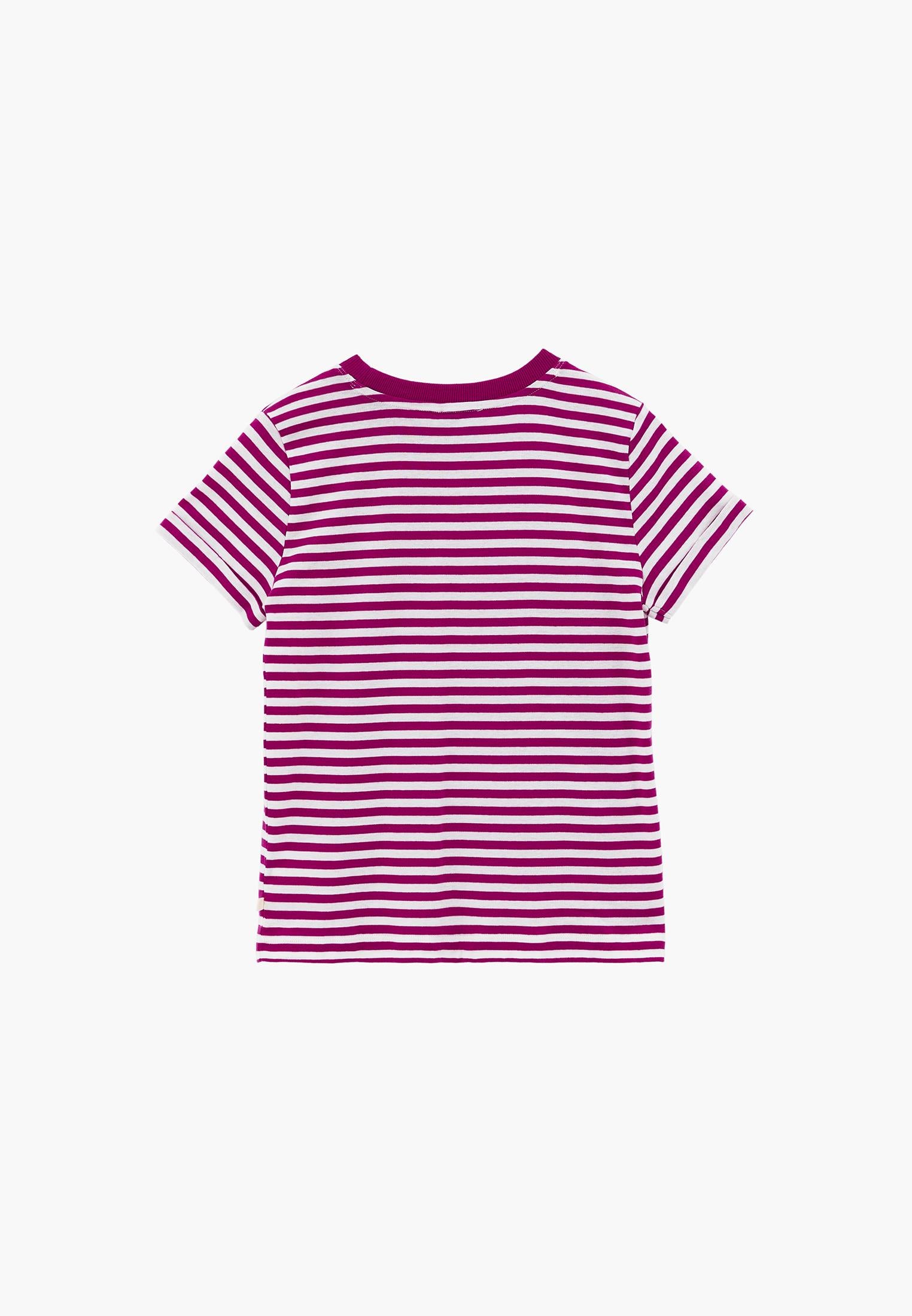 Standard Crew Neck T-Shirt - WHITE/ VERY BERRY STRIPED