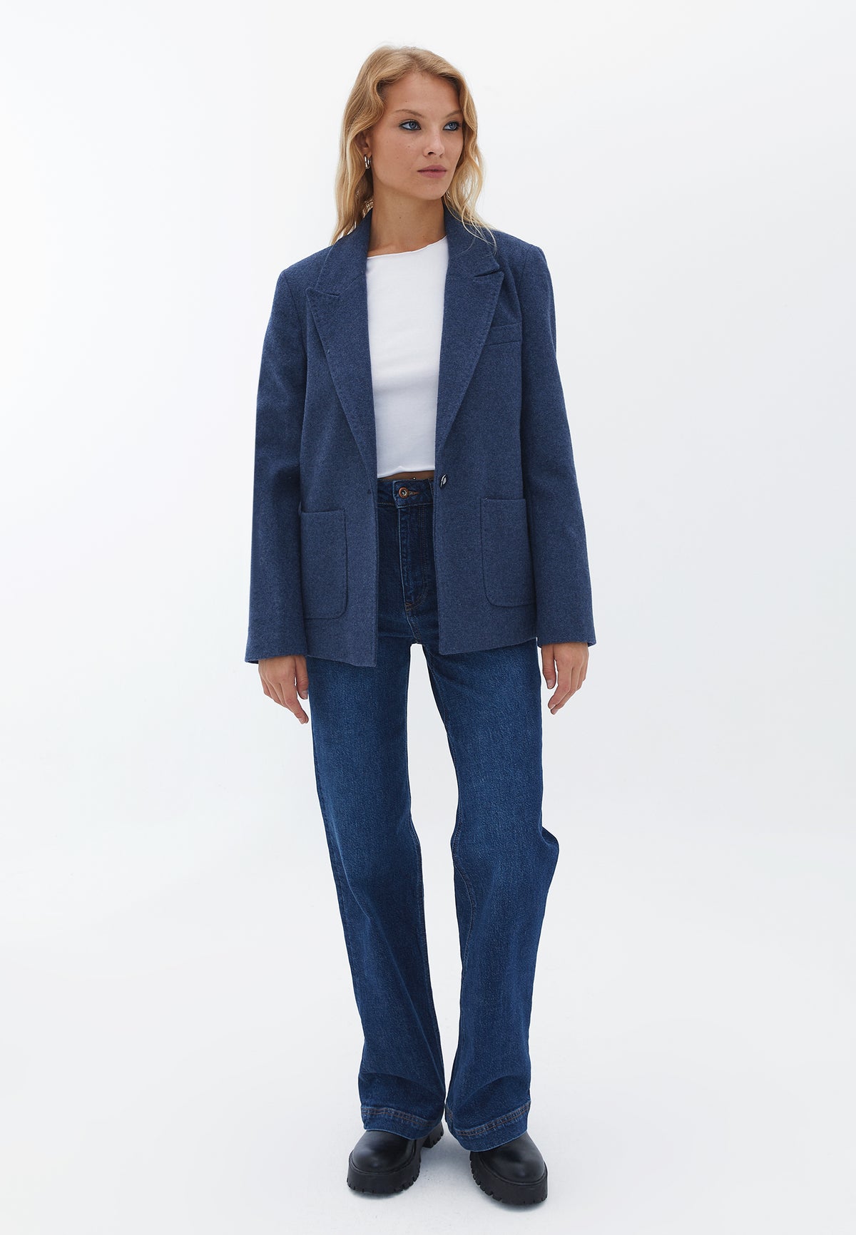 Boyfriend Jacket Long Sleeve - VINTAGE INDIGO