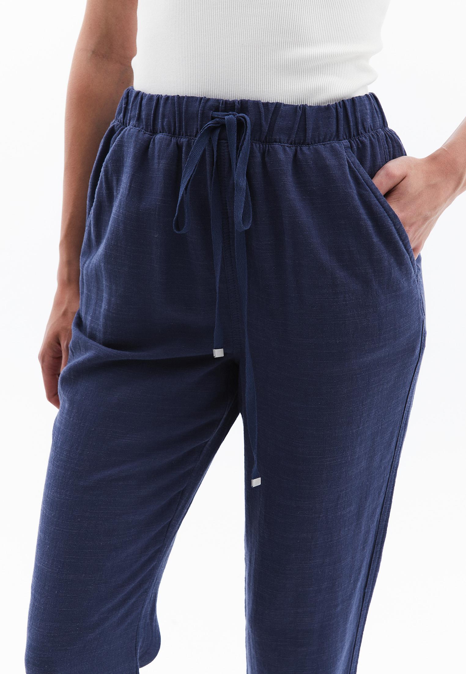 High Waist Elastic Carrot Pants - VINTAGE INDIGO