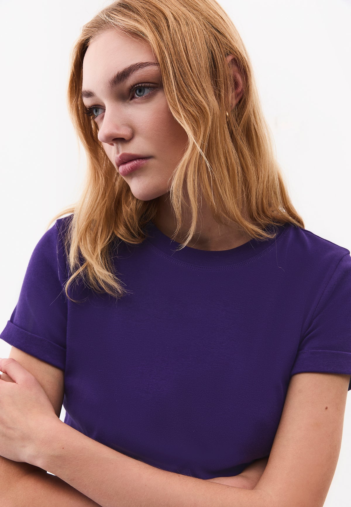 Crew Neck Short Sleeve T-Shirt - VIOLET INDIGO