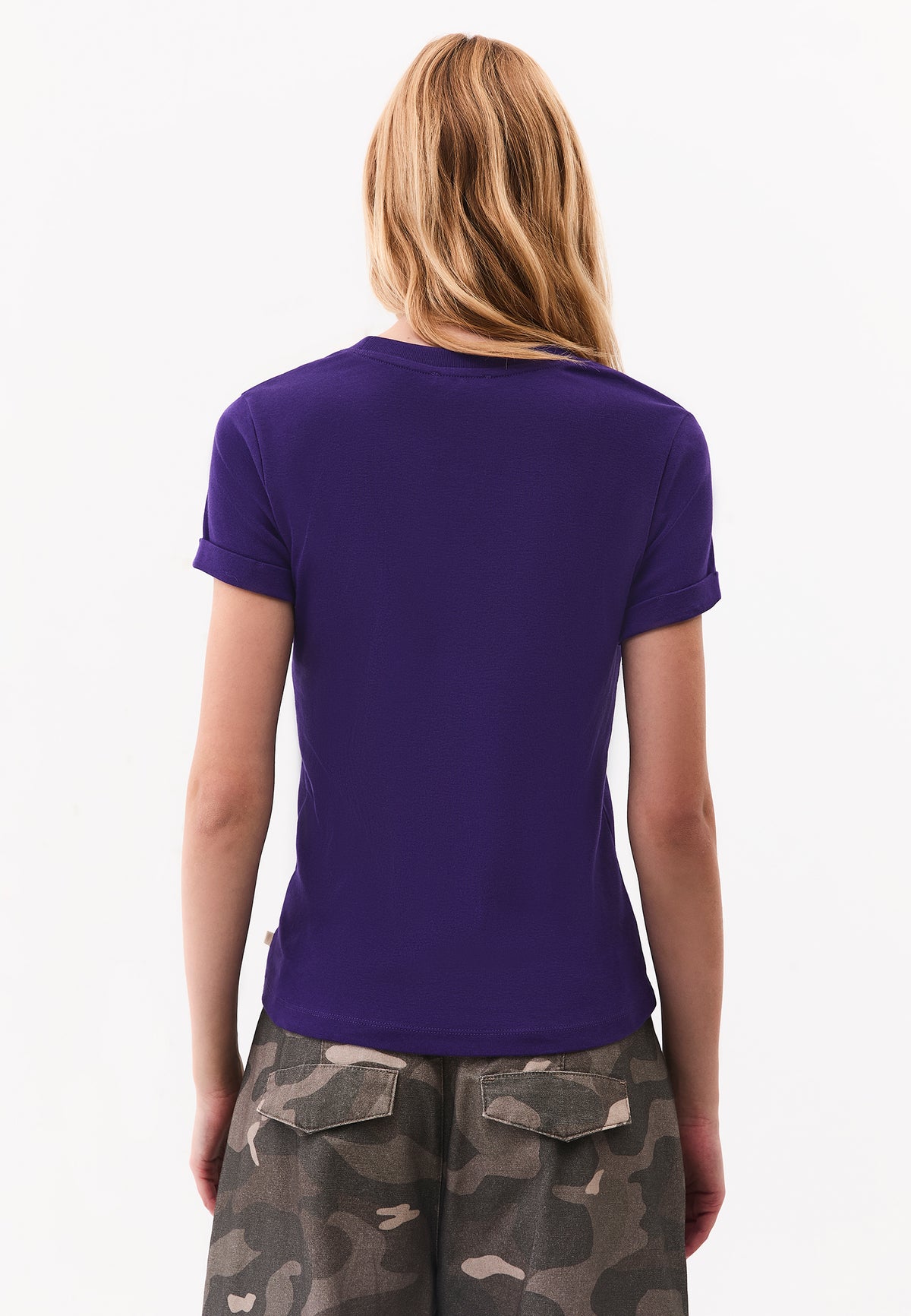 Crew Neck Short Sleeve T-Shirt - VIOLET INDIGO