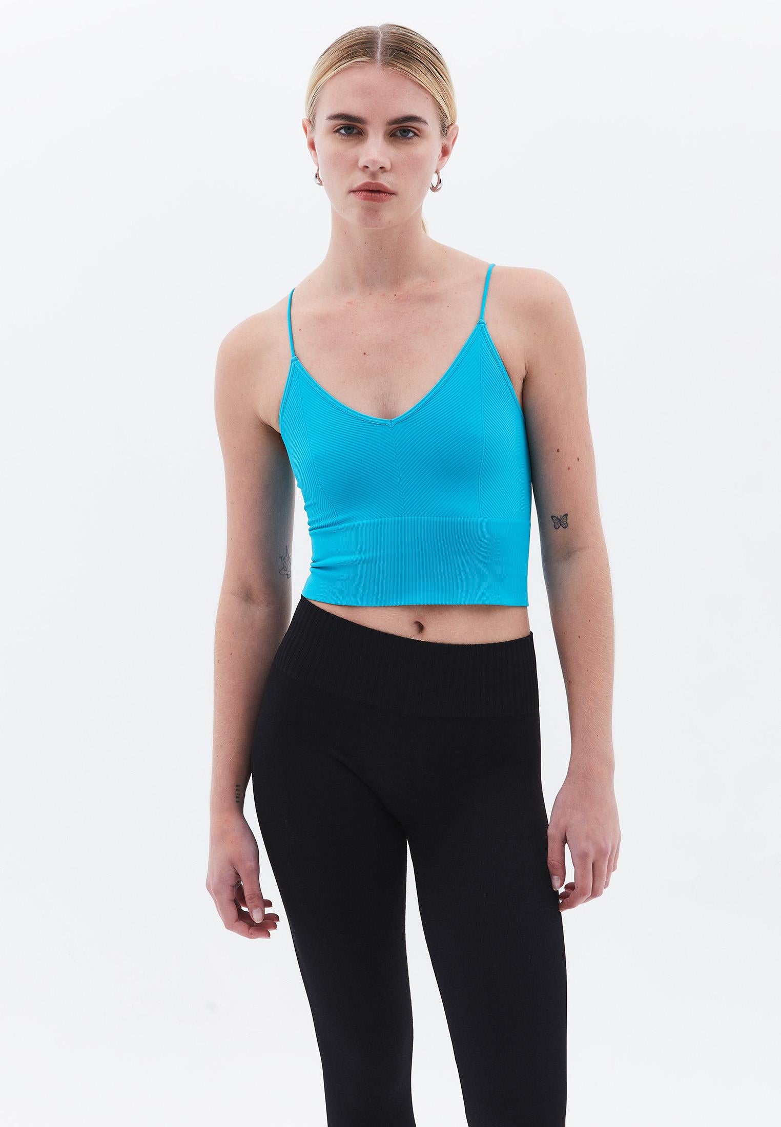 Jacquard Patterned V Neck Tank Top - VIRIDIAN GREEN