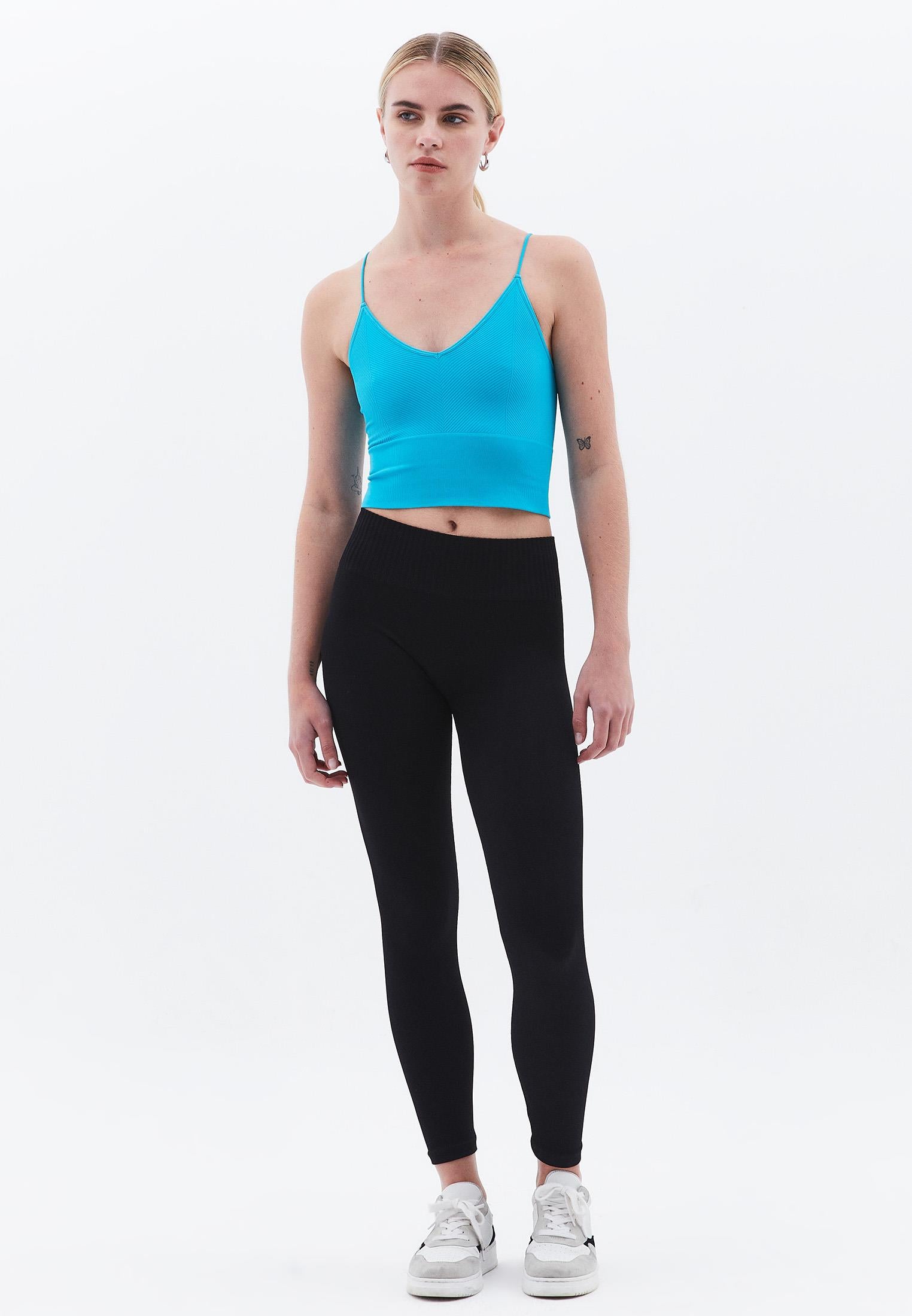Jacquard Patterned V Neck Tank Top - VIRIDIAN GREEN