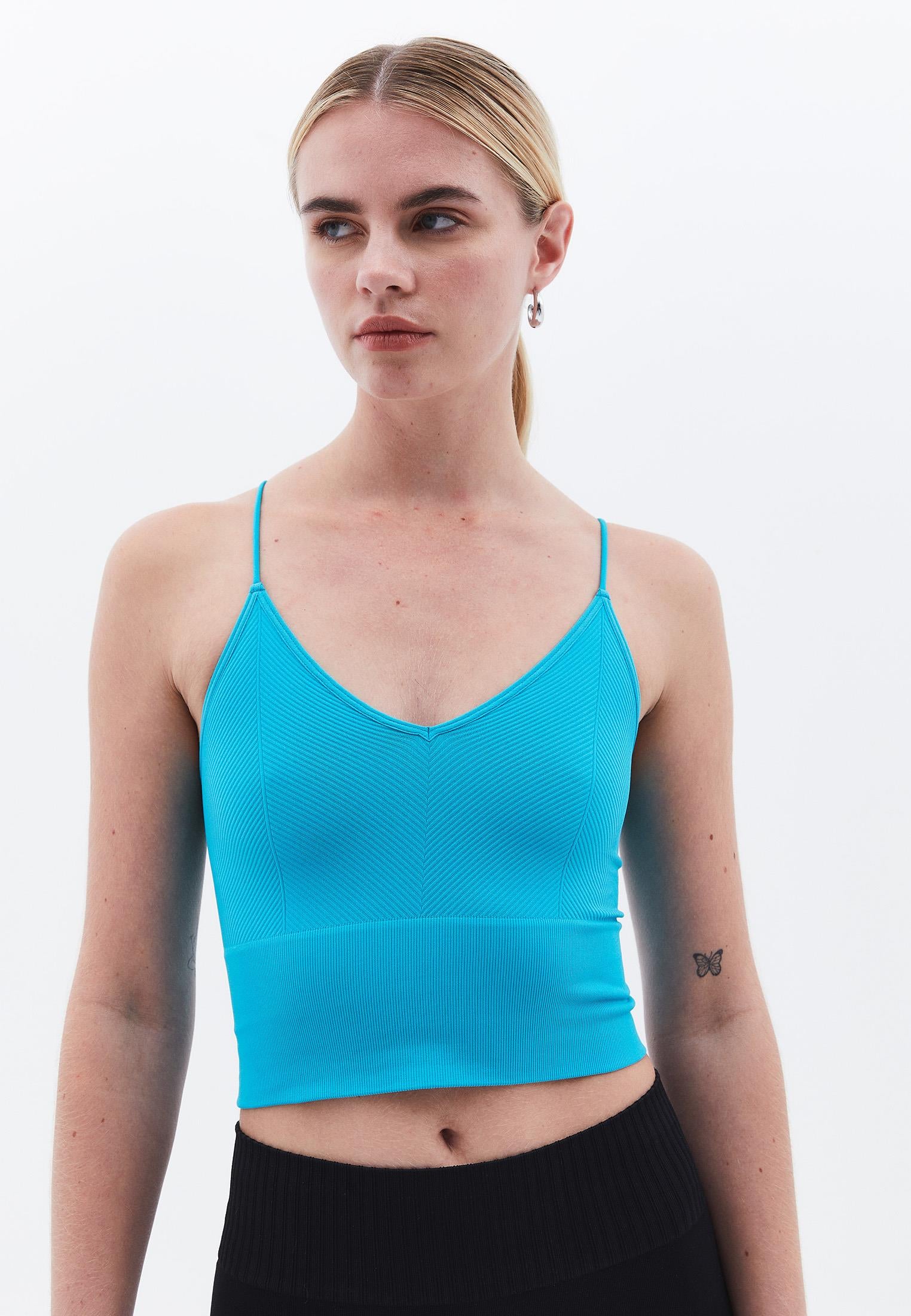 Jacquard Patterned V Neck Tank Top - VIRIDIAN GREEN