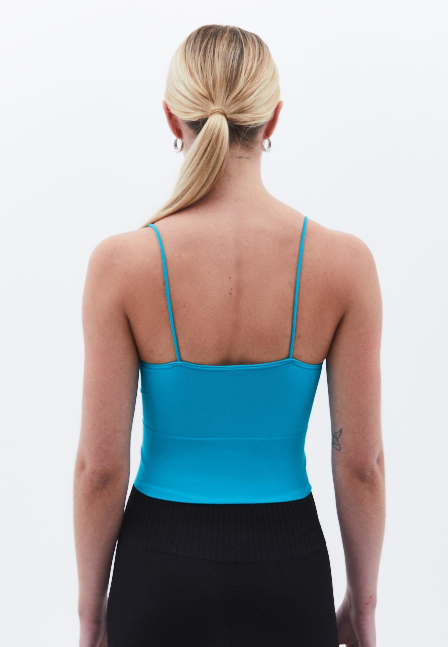 Jacquard Patterned V Neck Tank Top - VIRIDIAN GREEN