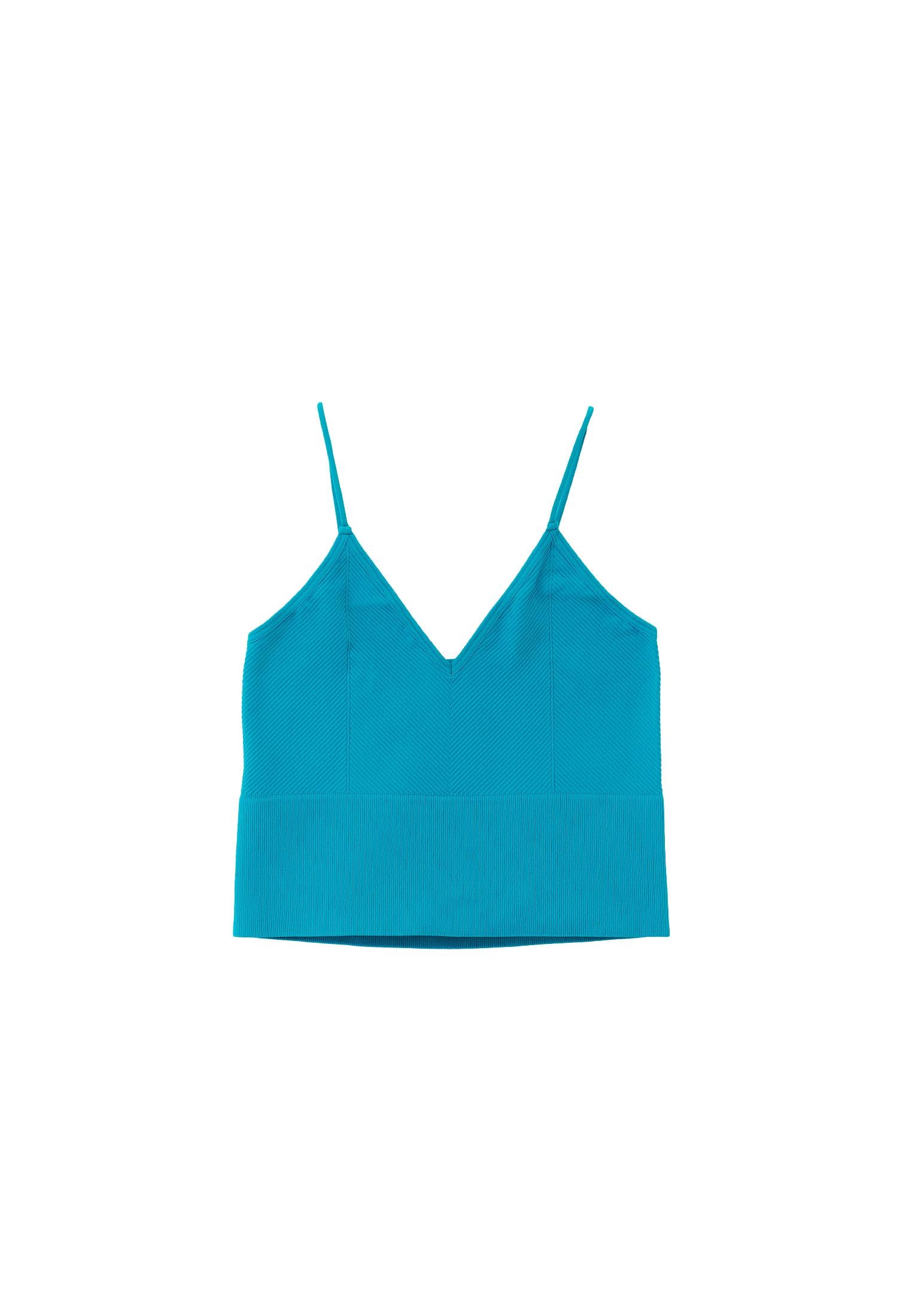 Jacquard Patterned V Neck Tank Top - VIRIDIAN GREEN