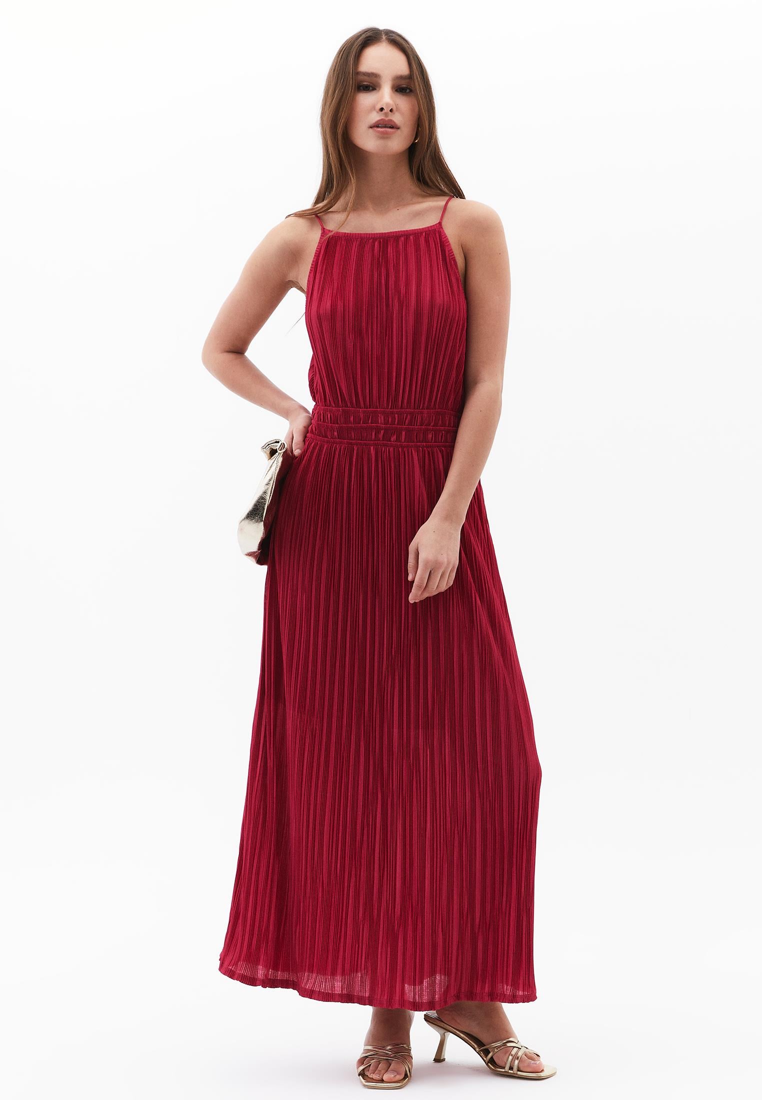 Halter Neck Long A-Line Dress - VIVACIOUS