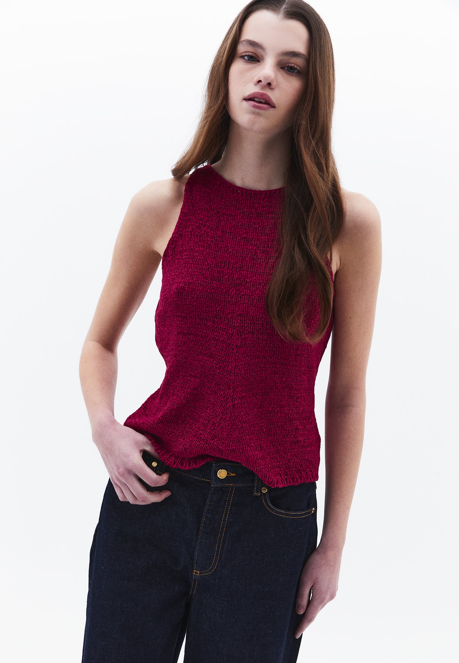 Knitted Vest Boat Neck - VIVACIOUS