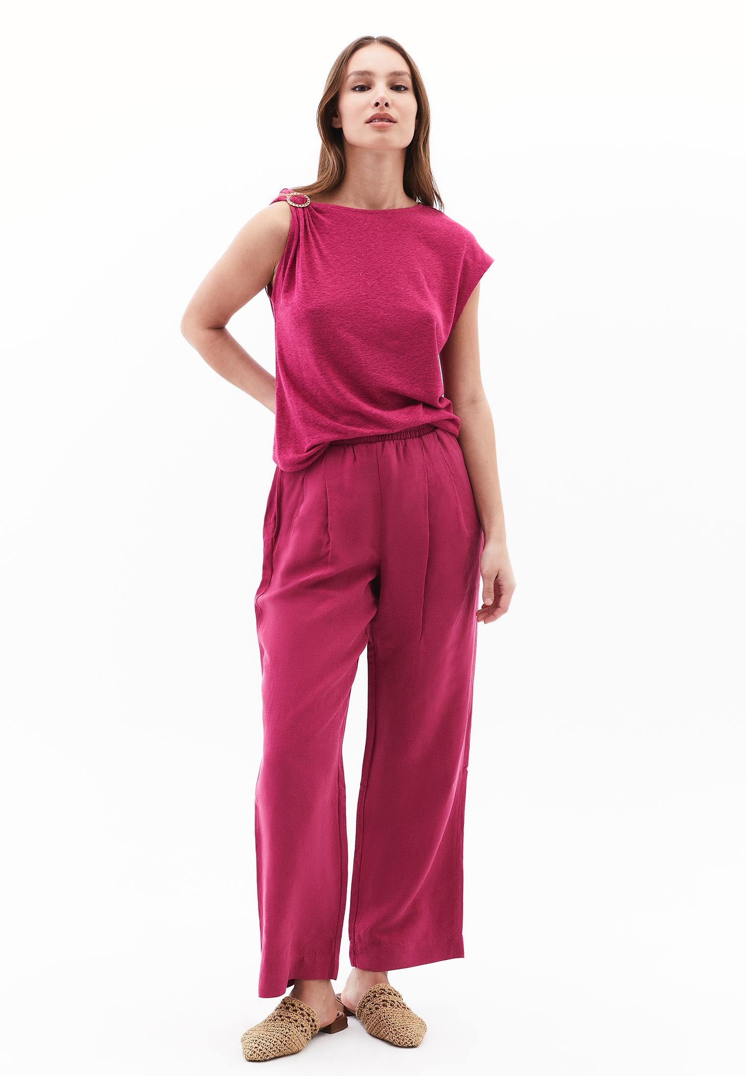 High Waist Straight Trousers With Pocket Detail - VIVACIOUS