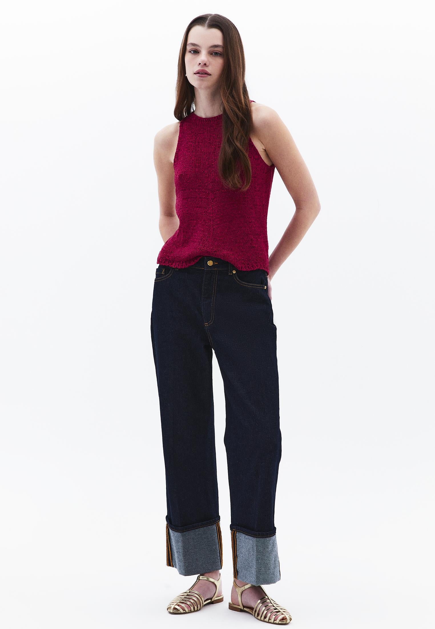 Knitted Vest Boat Neck - VIVACIOUS