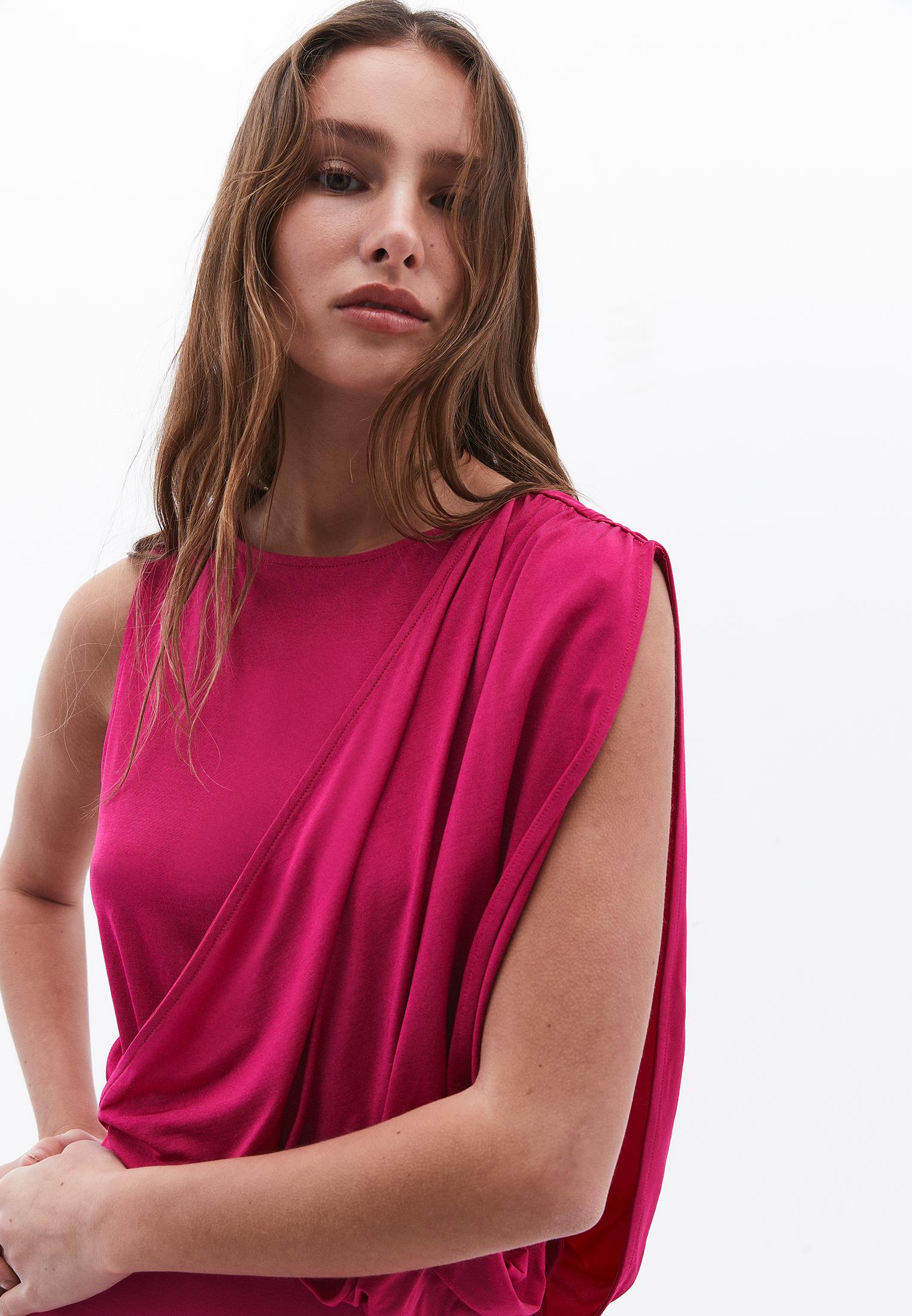 Long Gathered Boat Neck Dress - VIVACIOUS