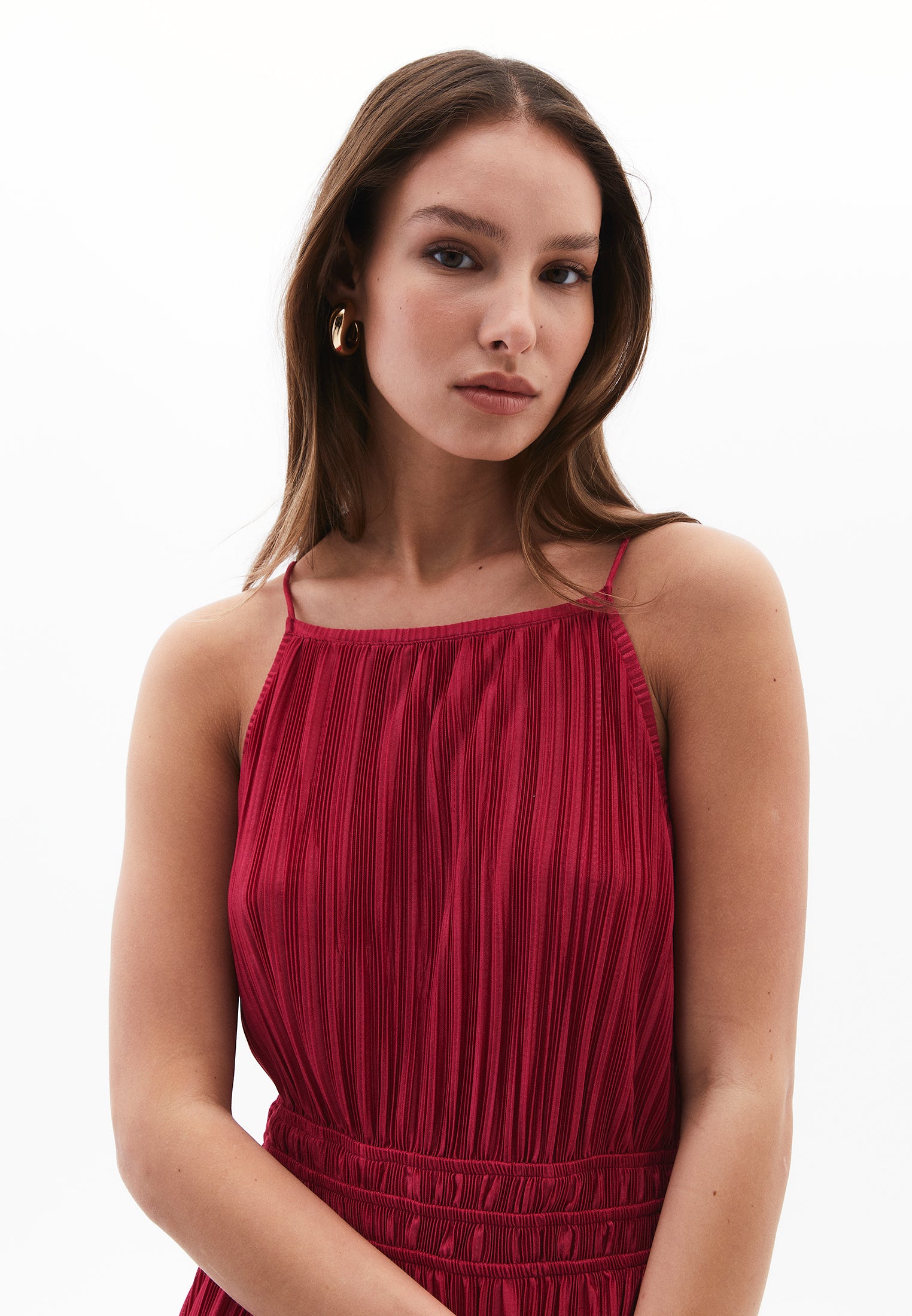 Halter Neck Long A-Line Dress - VIVACIOUS