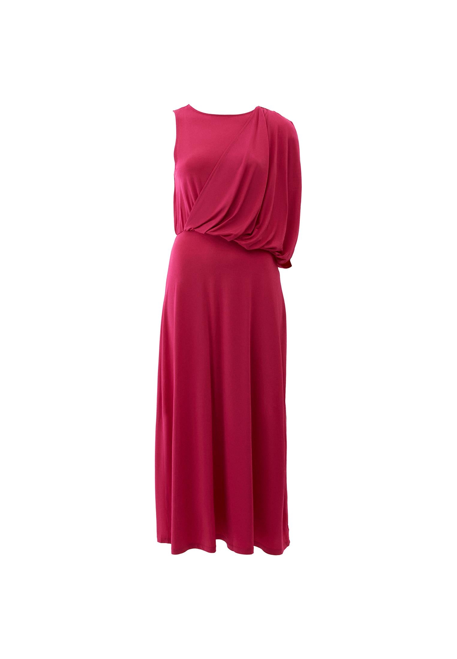 Long Gathered Boat Neck Dress - VIVACIOUS
