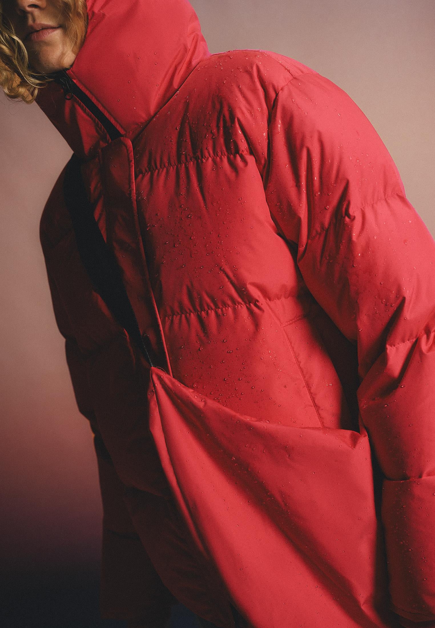High Collar Long Sleeved Women's Coat - VIVA MAGENTA