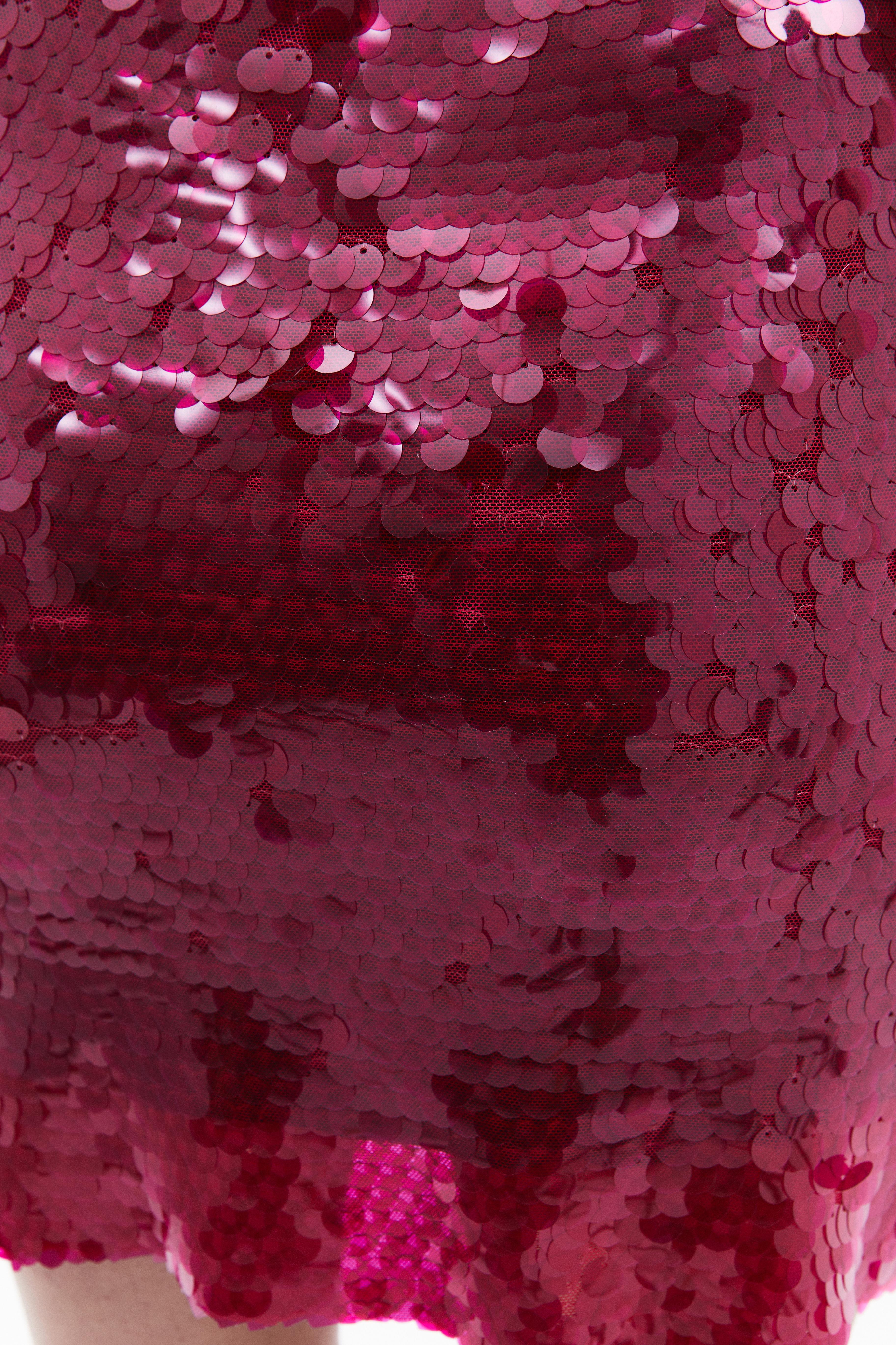 Sequined Shiny Mini Skirt - VIVA MAGENTA