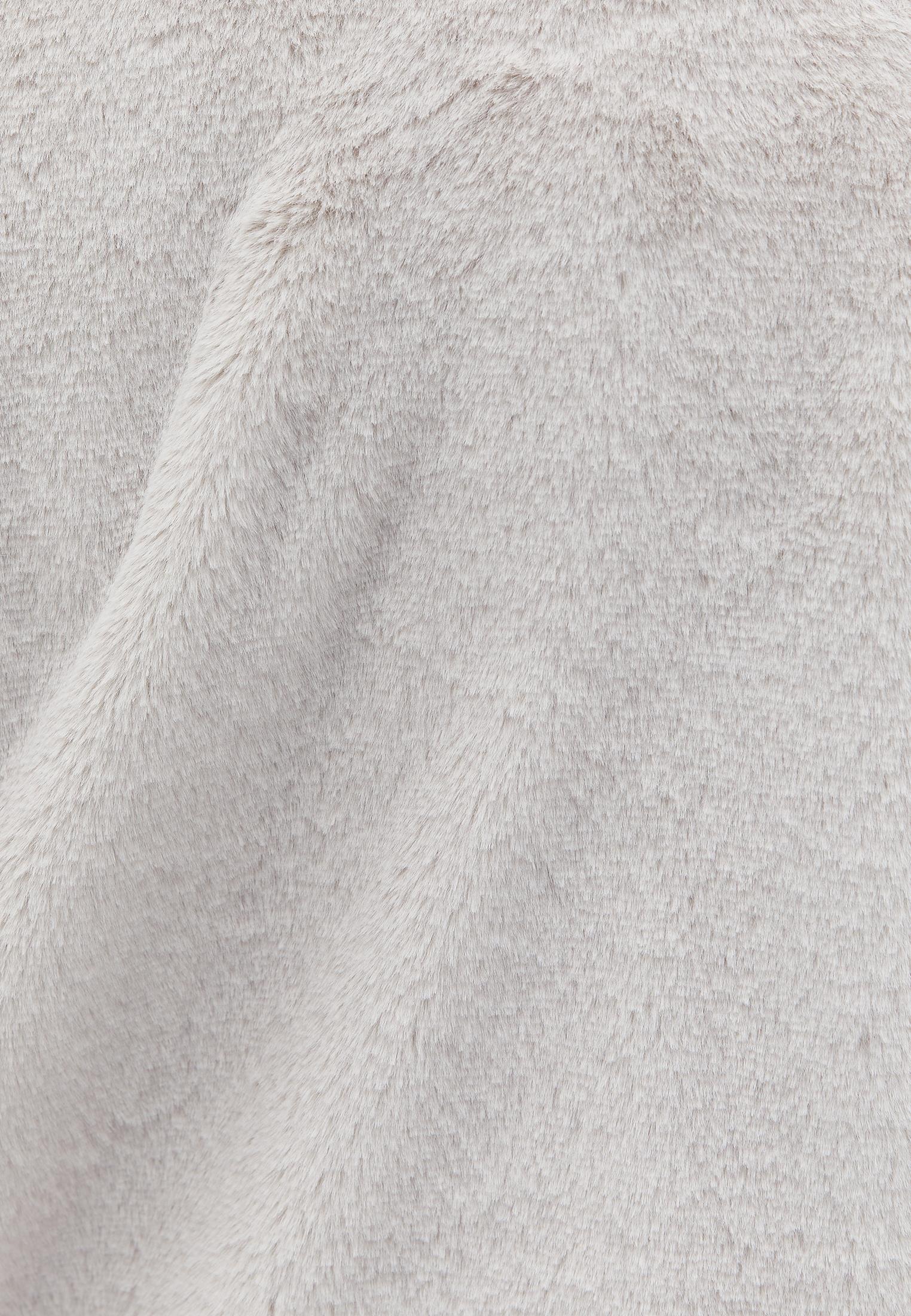 Crew Neck Long Sleeve Quilted Faux Fur Jacket - WARM SAND