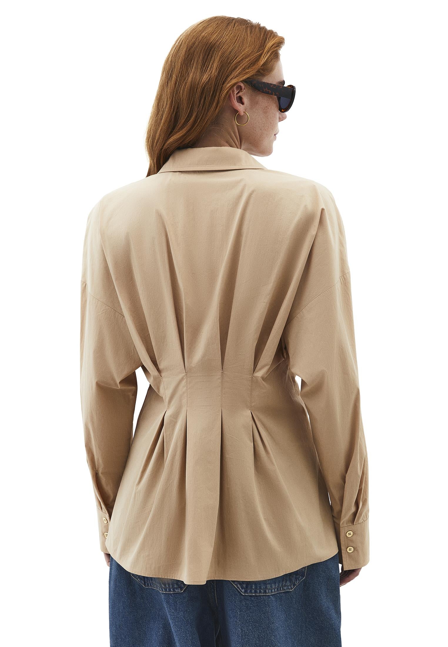 Standard Pleated Shirt With Closed Fit - WARM SAND