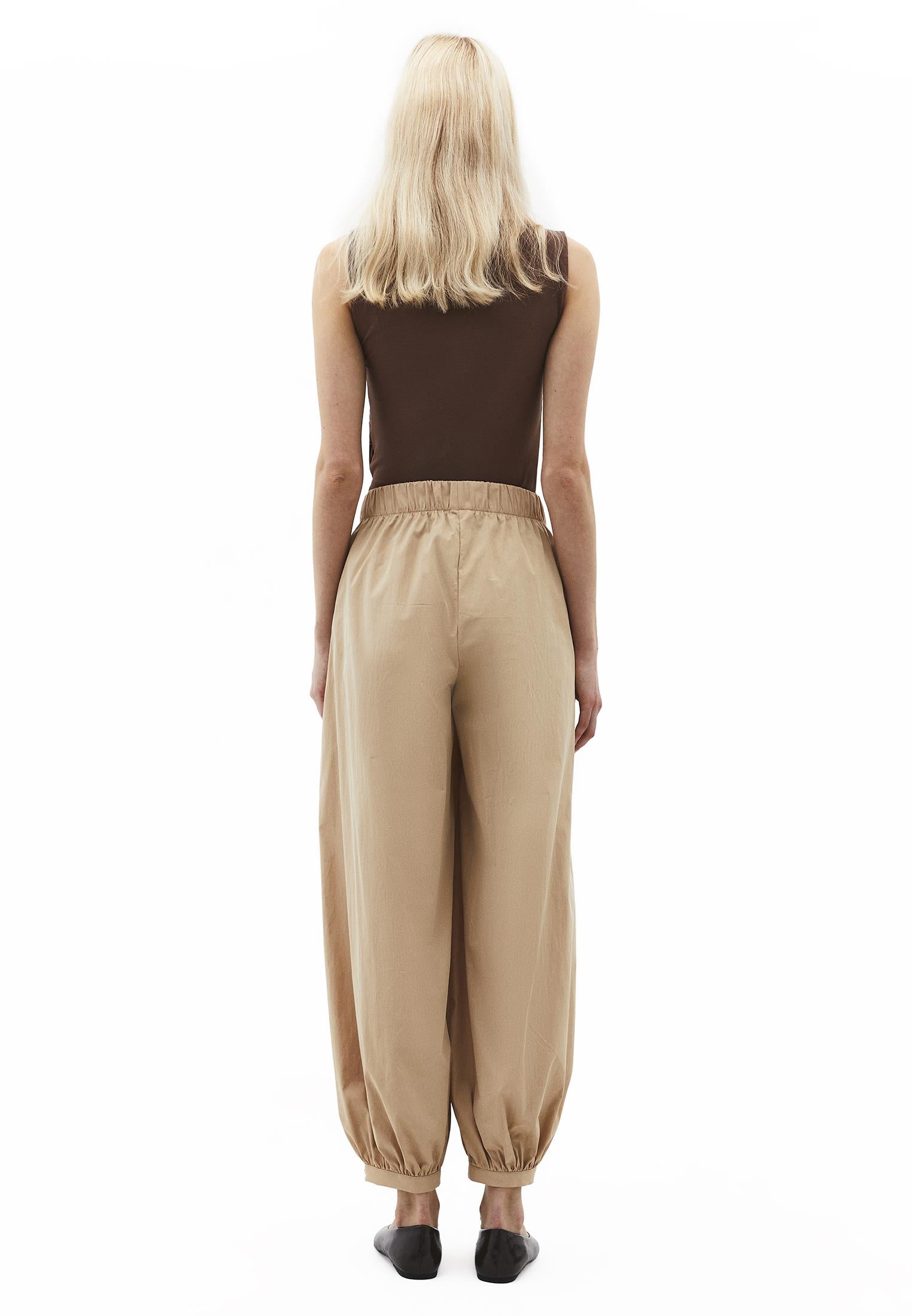 Jogger High Waist Long Trousers - WARM SAND