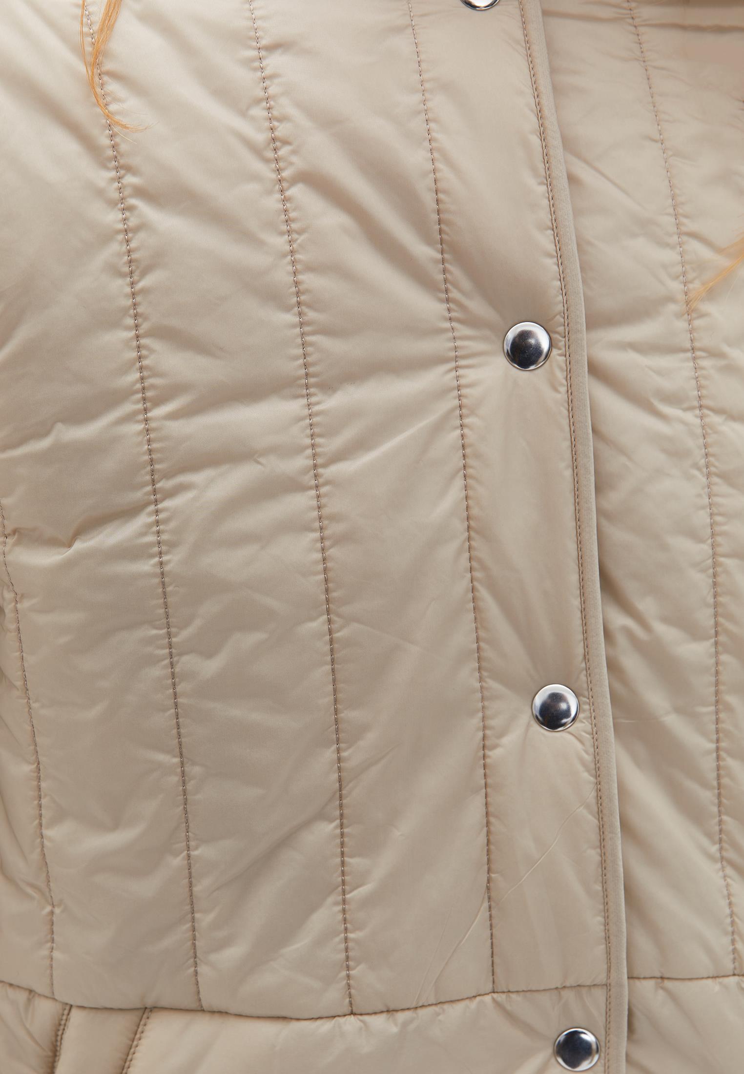 Crew Neck Long Sleeve Quilted Faux Fur Jacket - WARM SAND