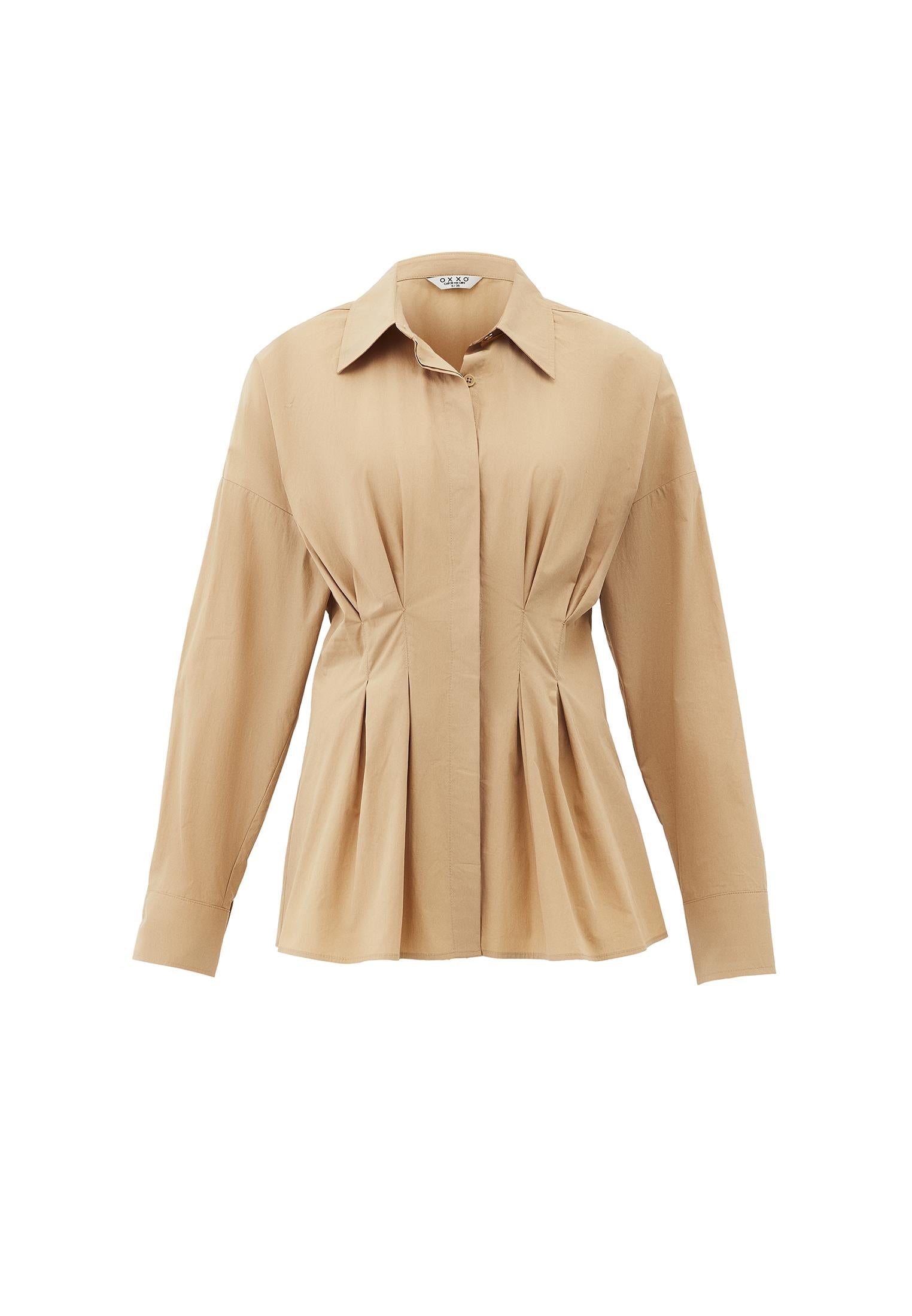 Standard Pleated Shirt With Closed Fit - WARM SAND