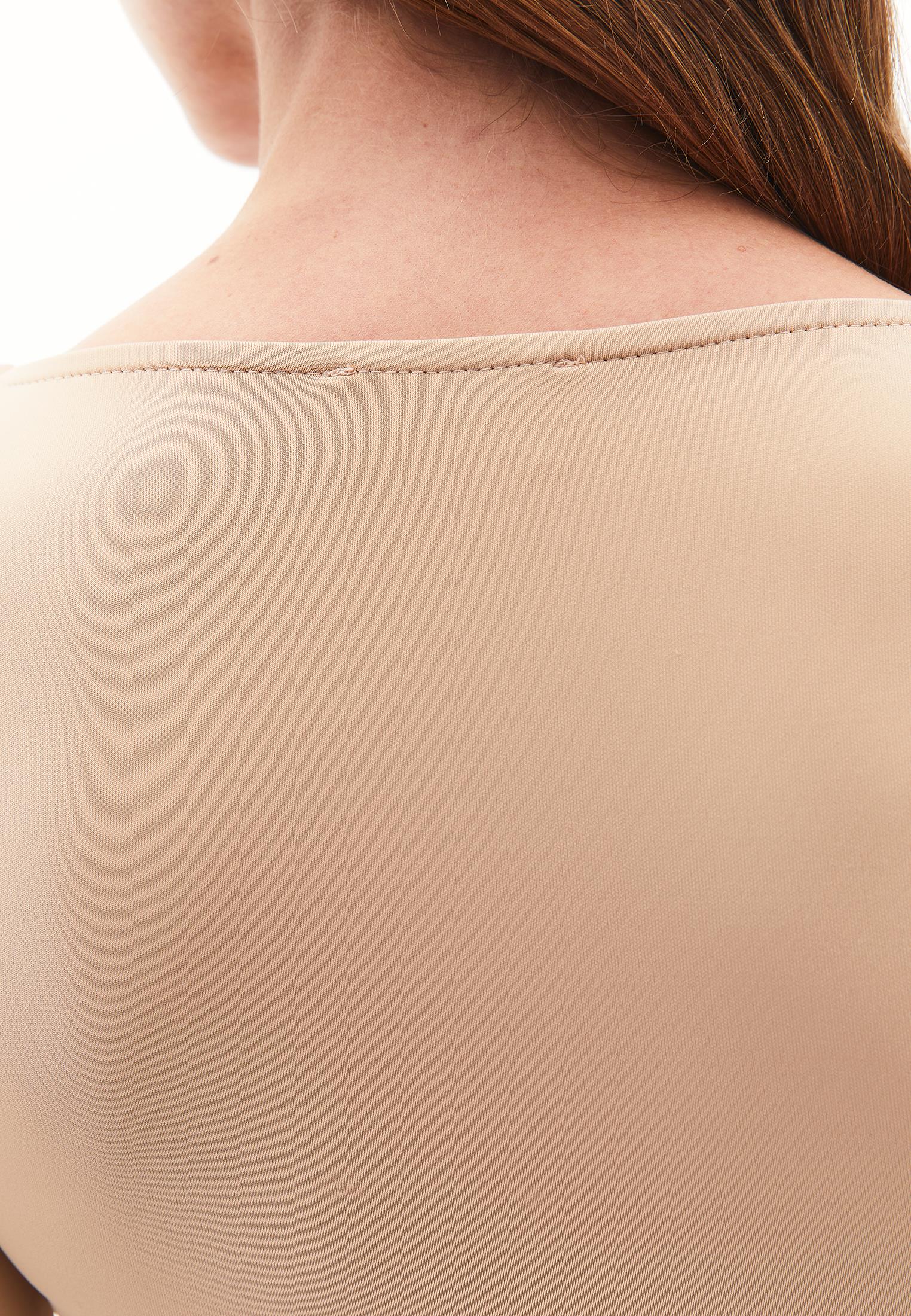 Square Neck Body-Fitting Long Sleeve T-Shirt - WARM TAUPE