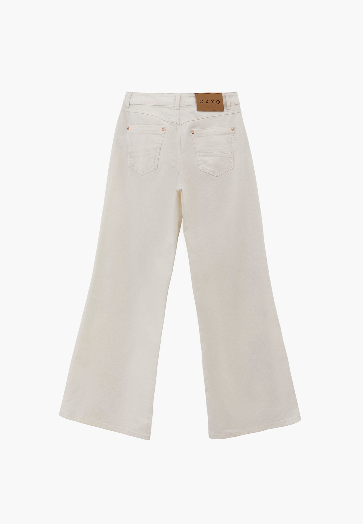 High Waist Wide Leg Embroidered Denim Pants - WHITE DENIM