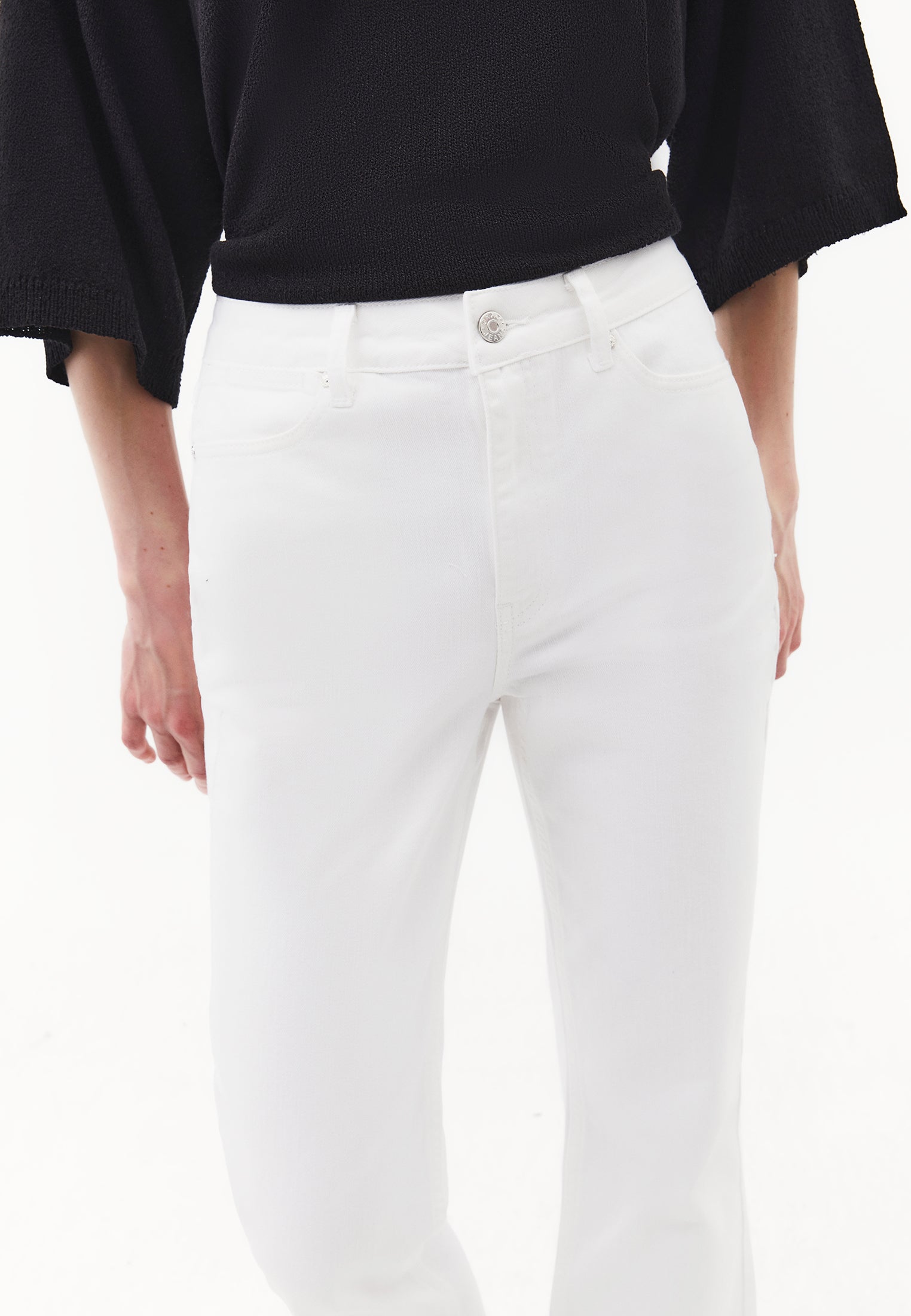 High Waist Kick Flare Denim Pants - WHITE DENIM