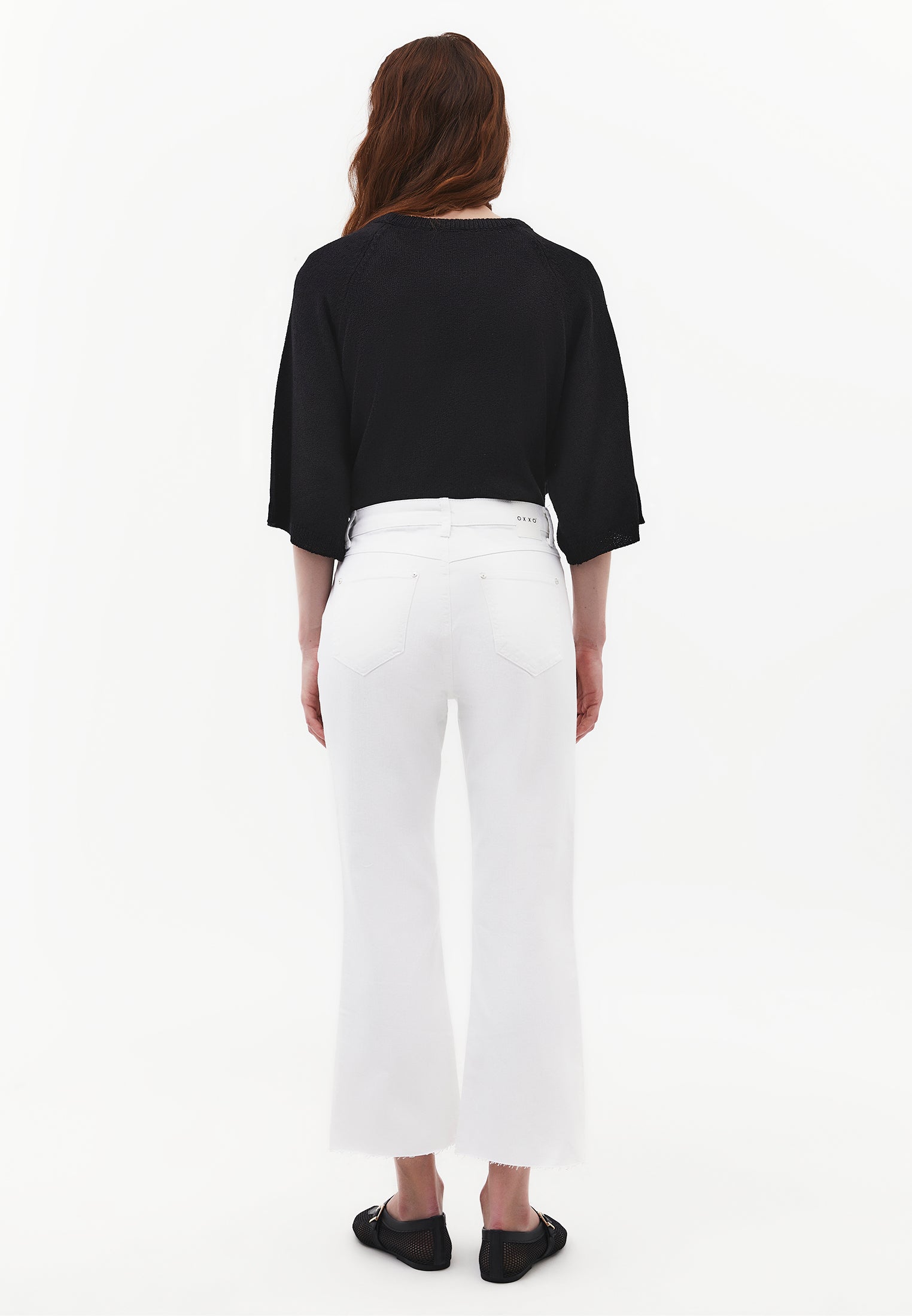 High Waist Kick Flare Denim Pants - WHITE DENIM