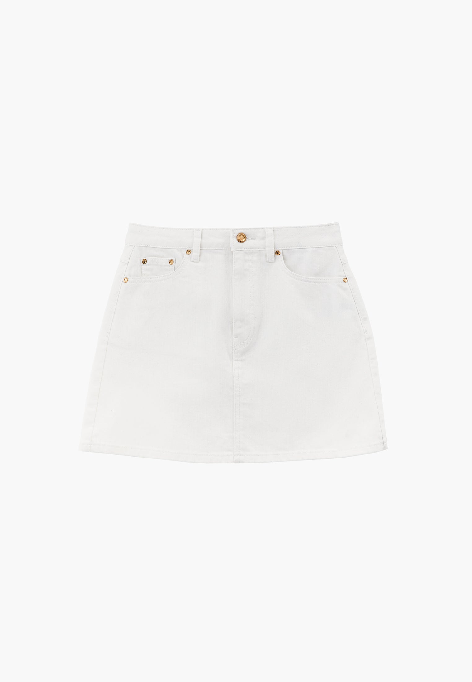 Short Skirt With Embroidery Detail - WHITE DENIM