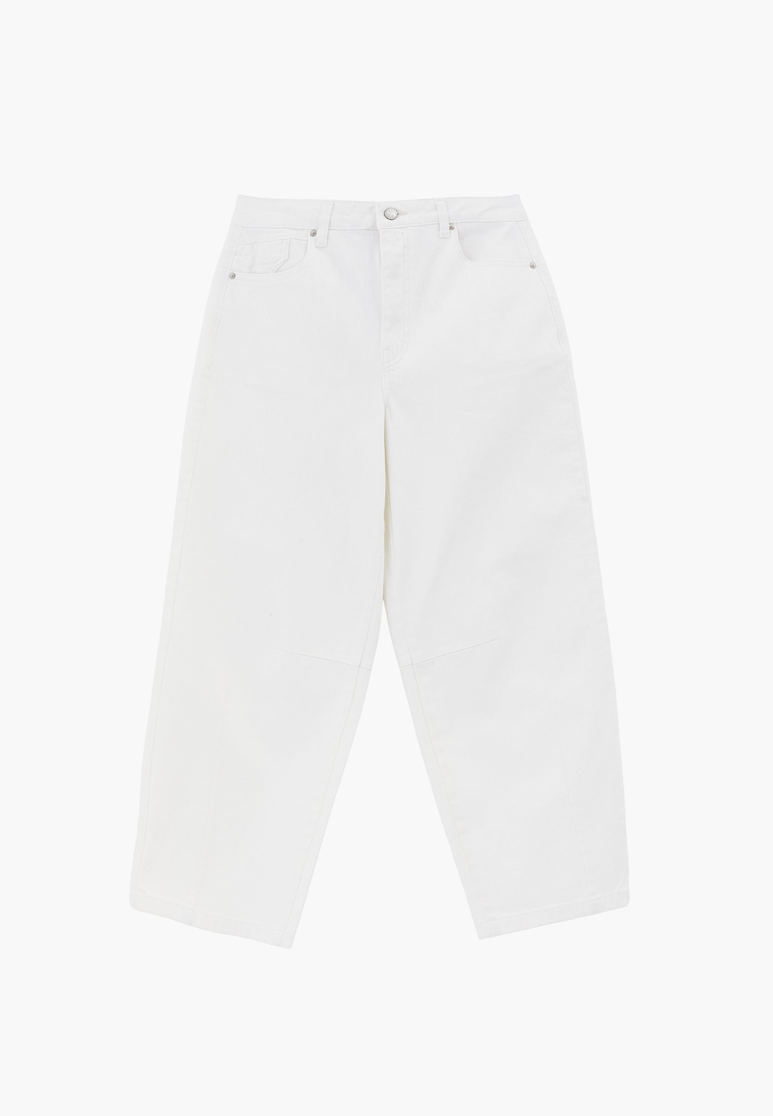 Cut Detailed Barrel Leg Pants - WHITE DENIM