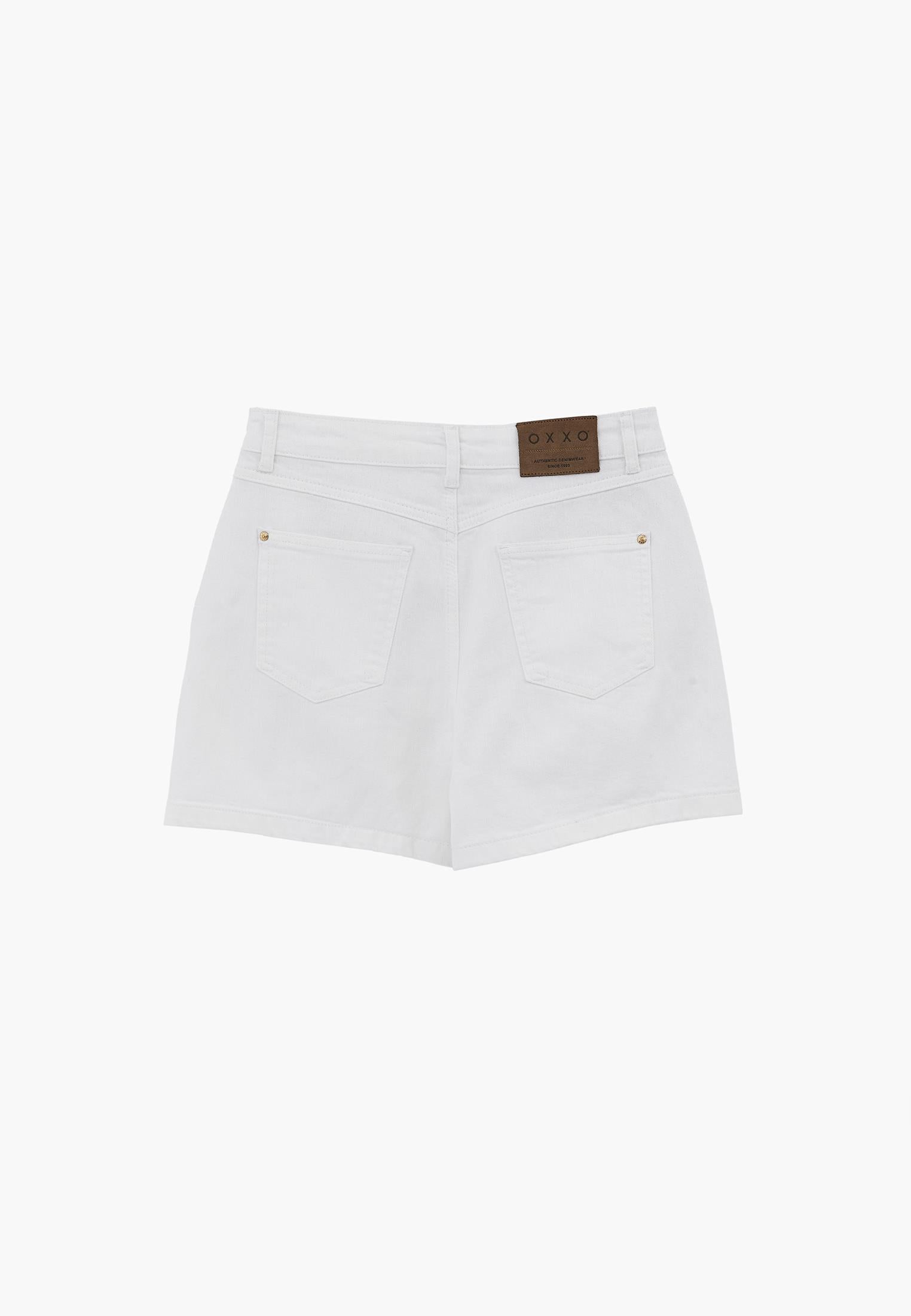 High Waist Five Pocket Shorts - WHITE DENIM