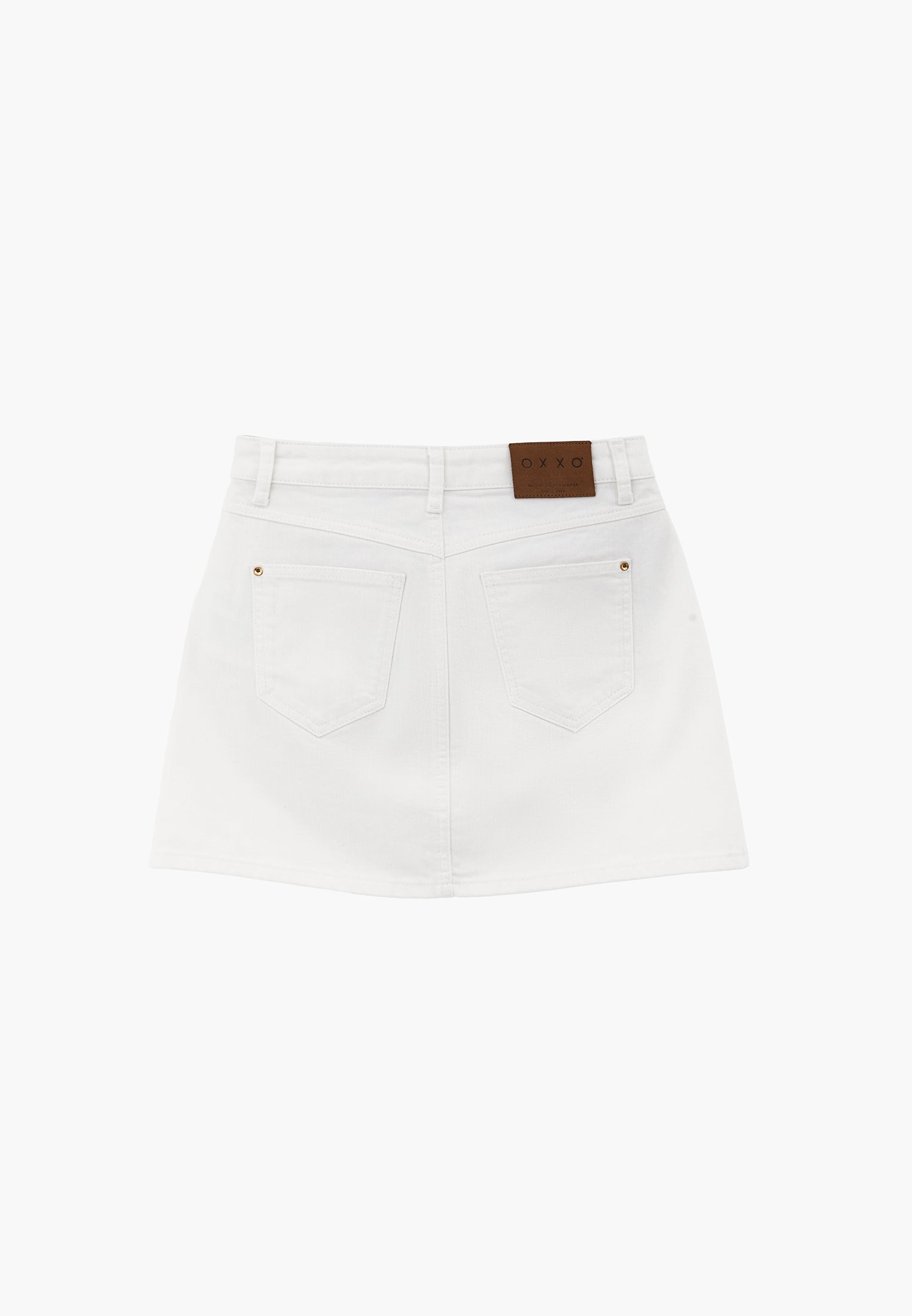 Short Skirt With Embroidery Detail - WHITE DENIM