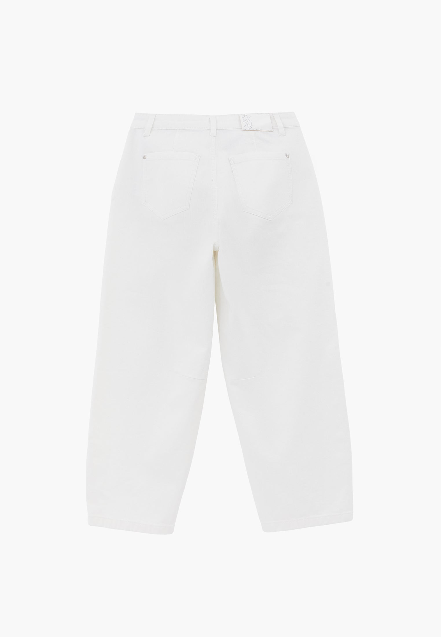 Cut Detailed Barrel Leg Pants - WHITE DENIM