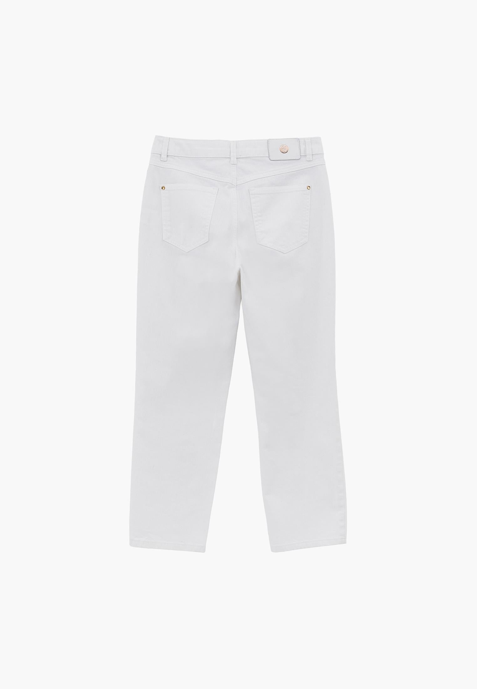 High Waist Pocket Detailed Straight Leg Pants - WHITE DENIM