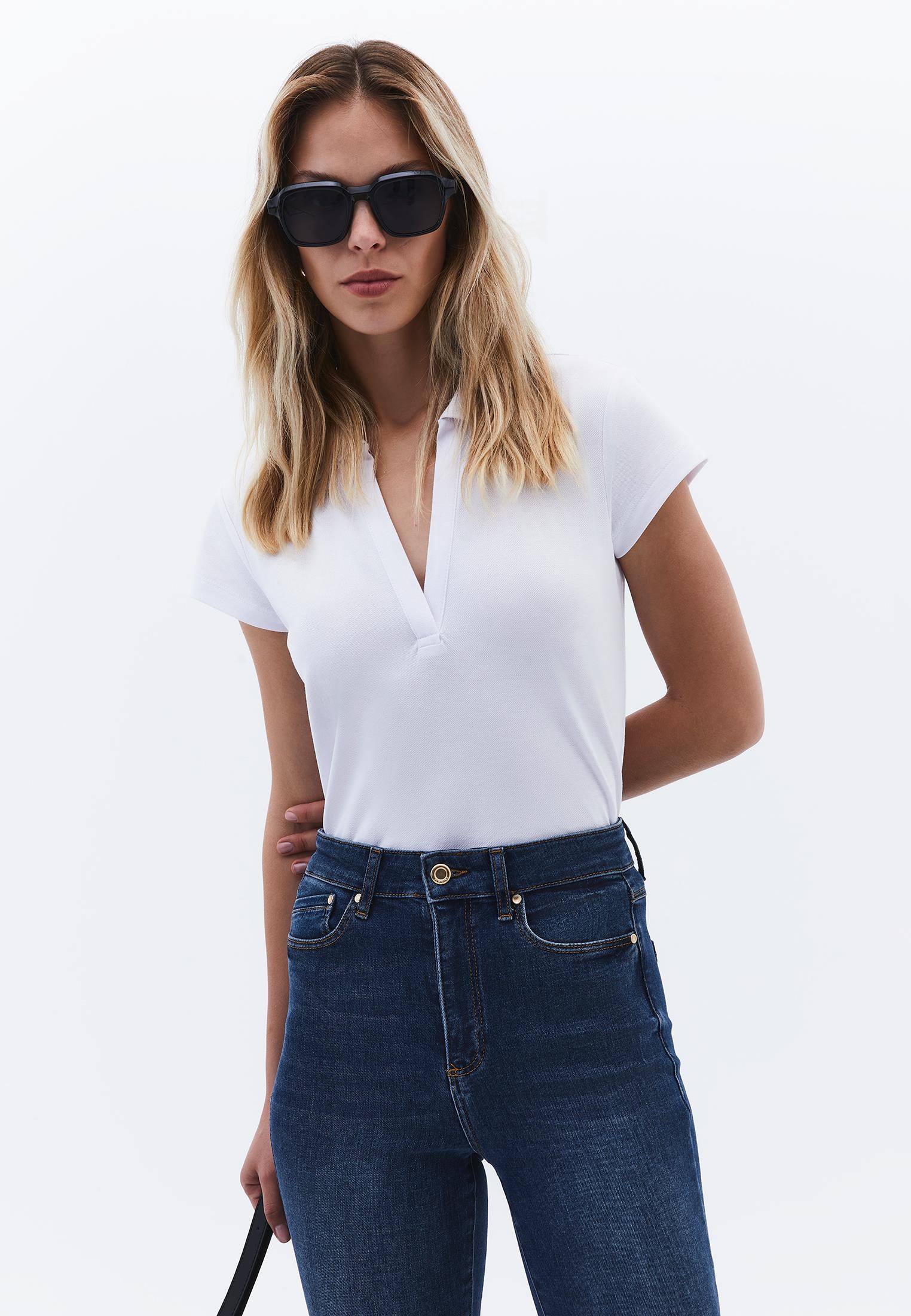 Polo Collar T-Shirt - WHITE