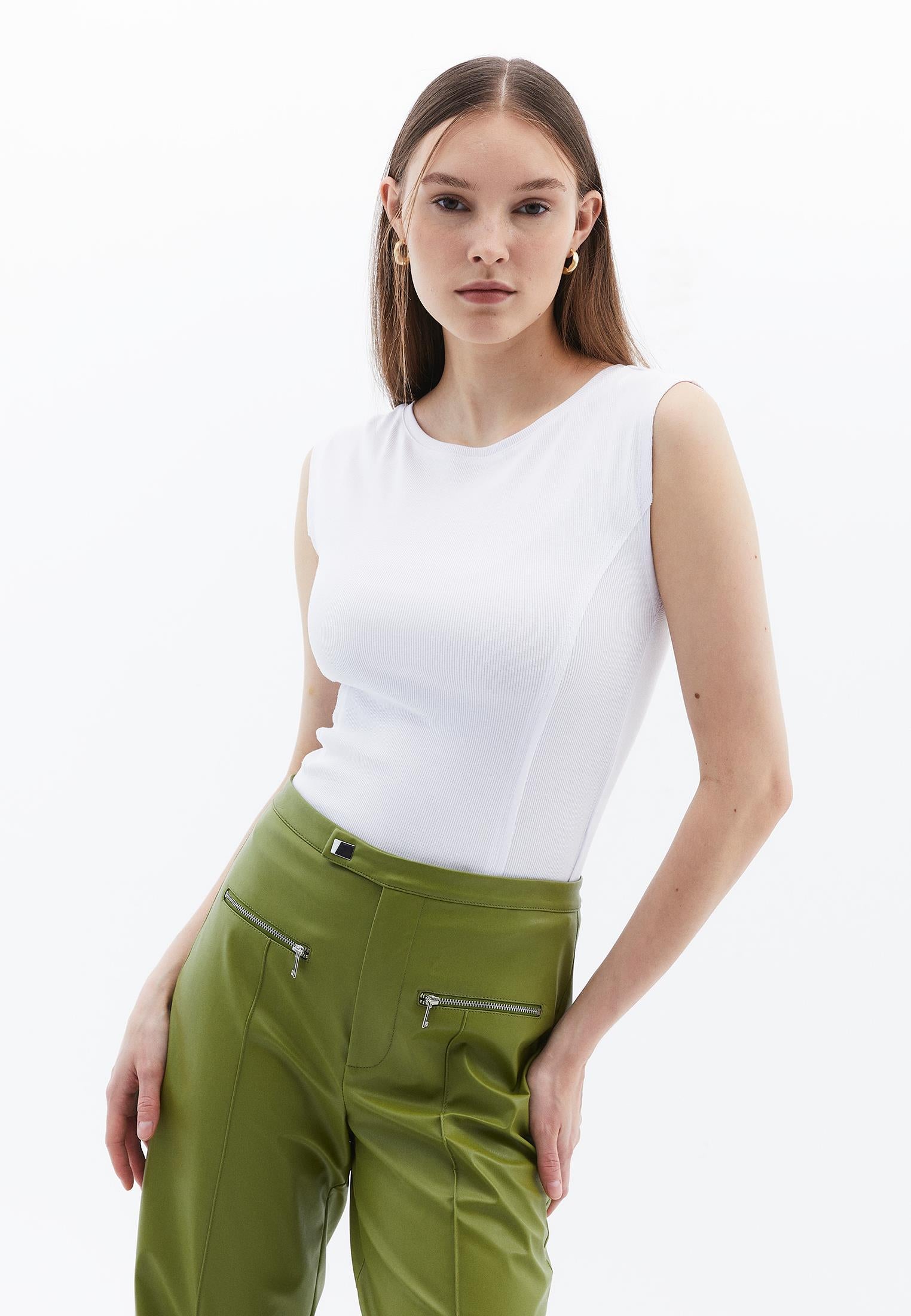 Boat Neck Short Sleeve Bodycon T-Shirt - WHITE