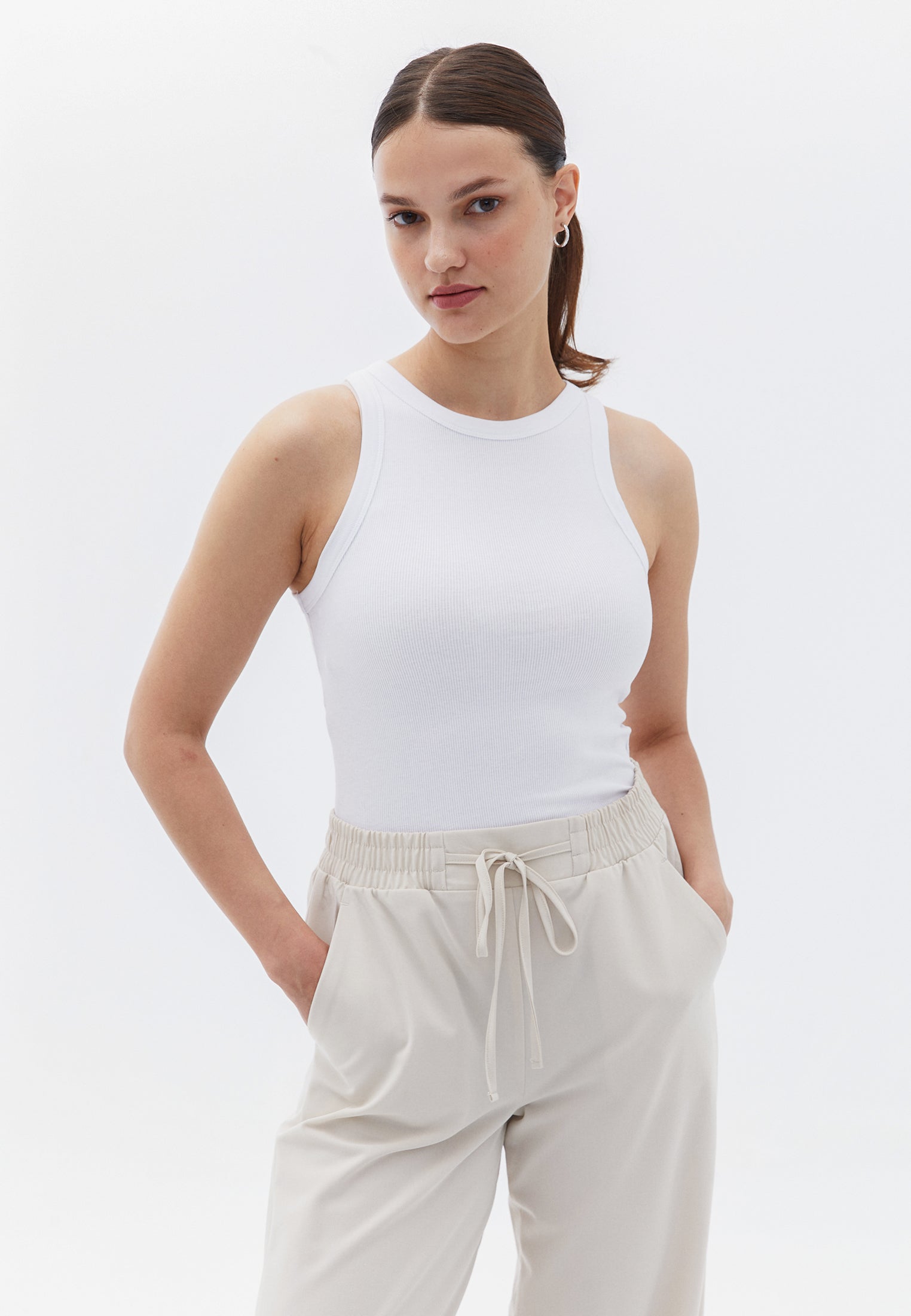 Halter Neck Sleeveless Tank - WHITE