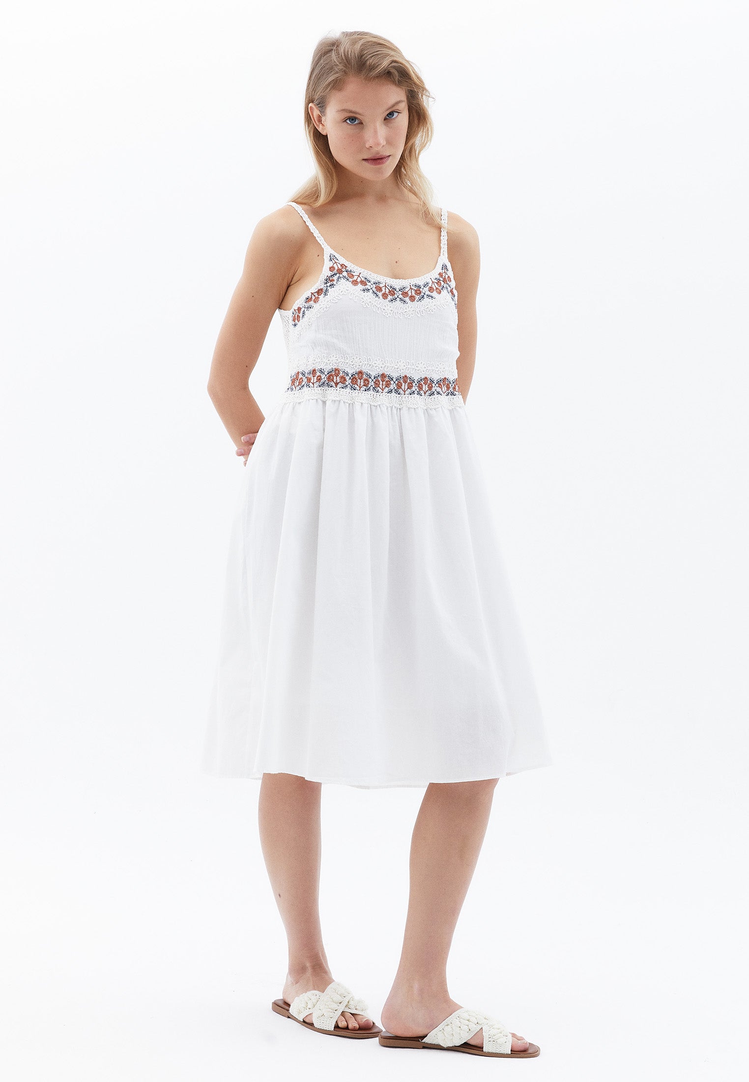 Bohemian Strappy Loose Dress - WHITE