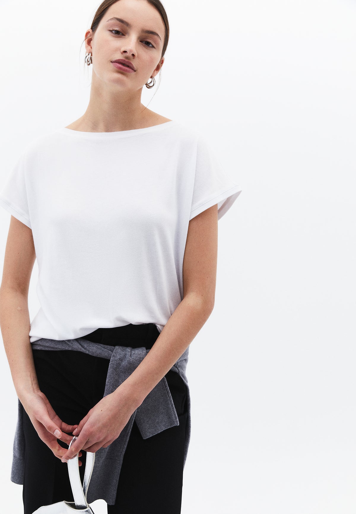 Boat Neck Sleeveless T-Shirt - WHITE